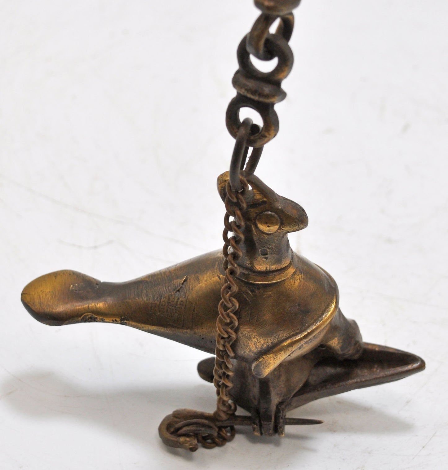 Antique Brass Bird Shape Hanging Diya Light Lamp Original Old Fine Engraved