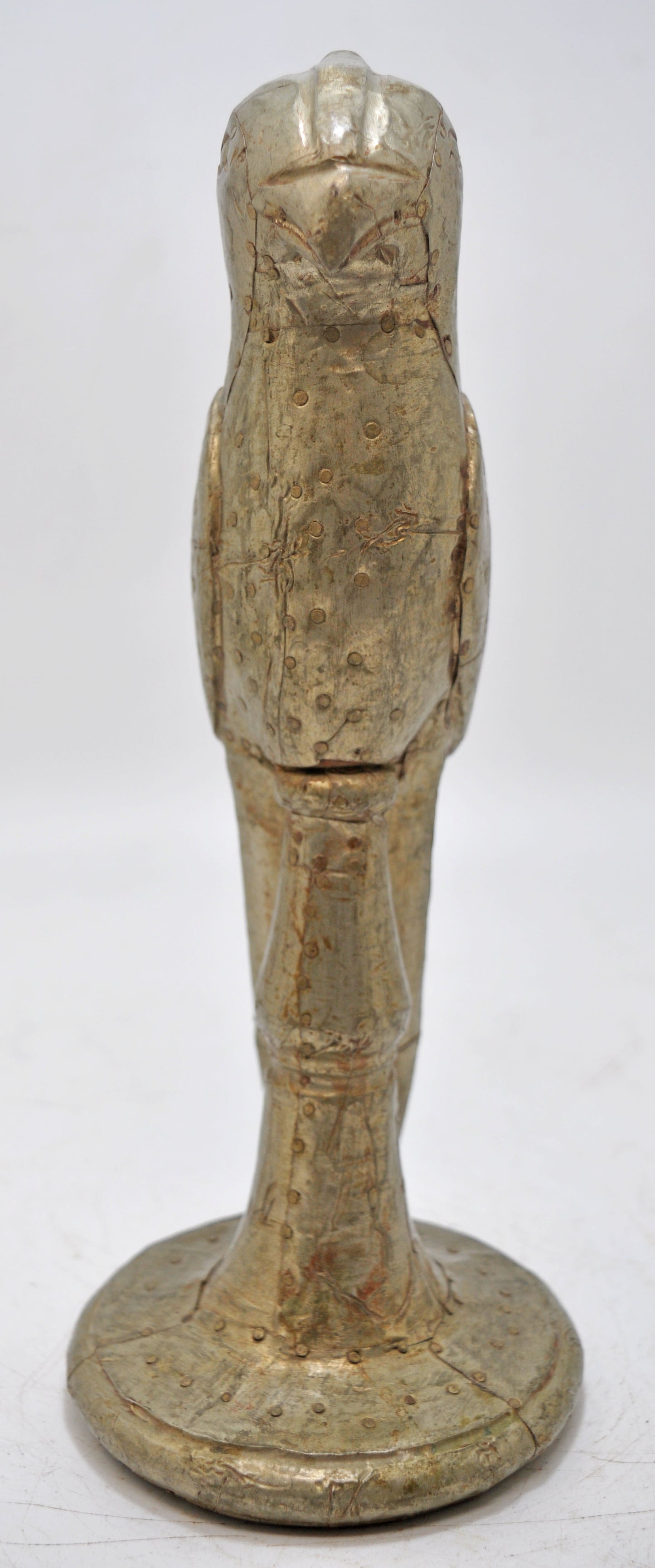 Vintage Wooden Parrot Bird Figurine Original Old Hand Carved White Metal Fitted