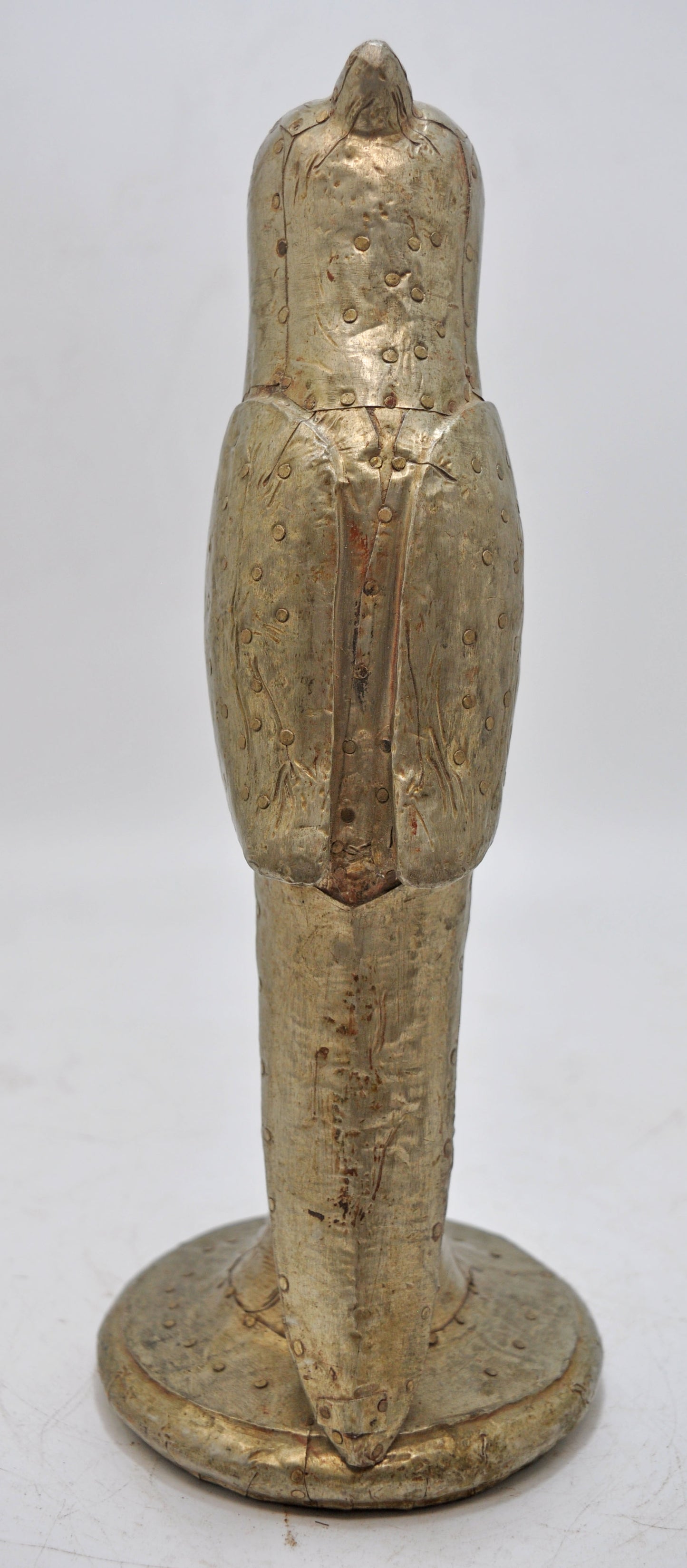 Vintage Wooden Parrot Bird Figurine Original Old Hand Carved White Metal Fitted