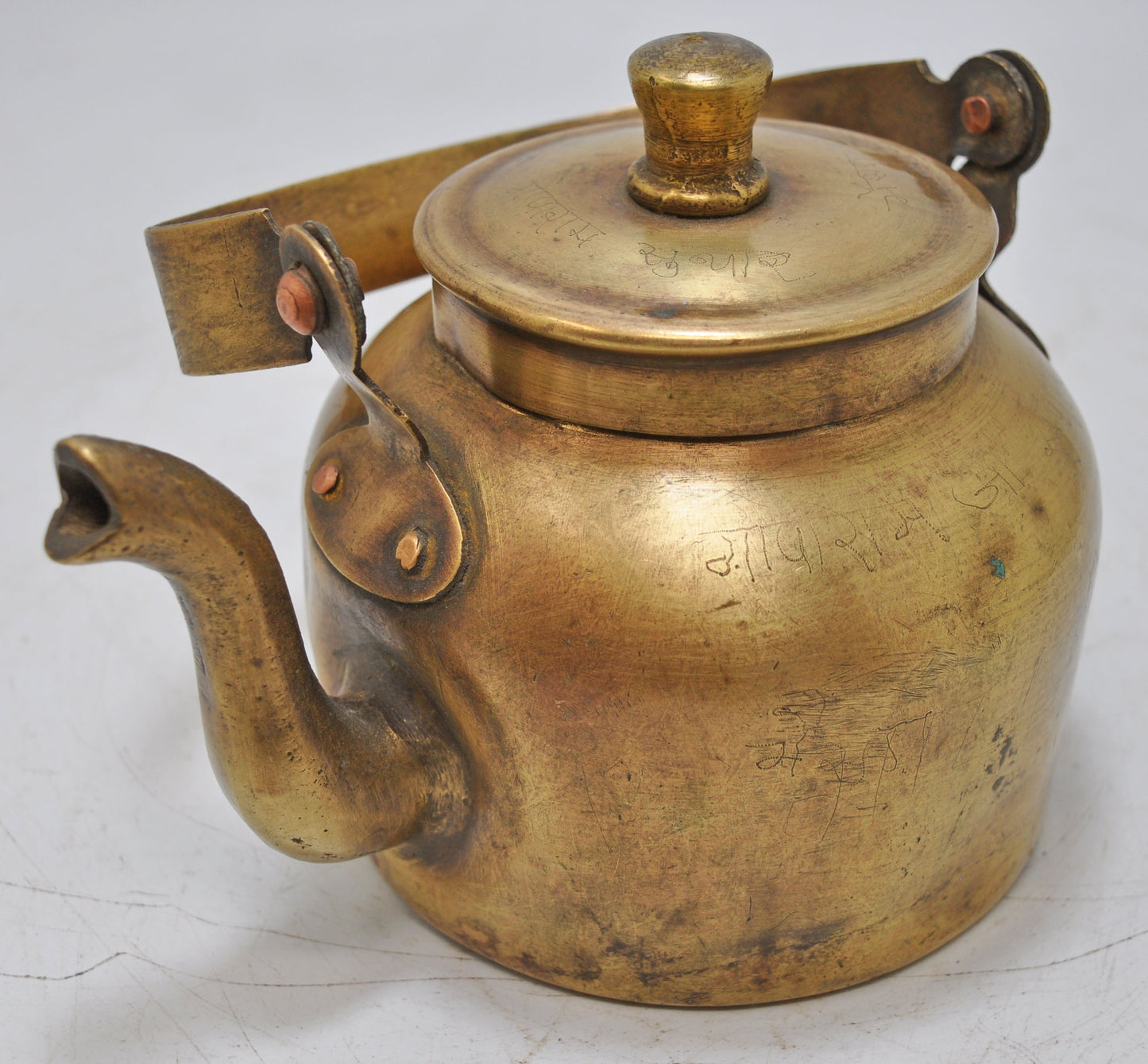 Vintage Brass Tea Kettle Pot Original Old Hand Crafted