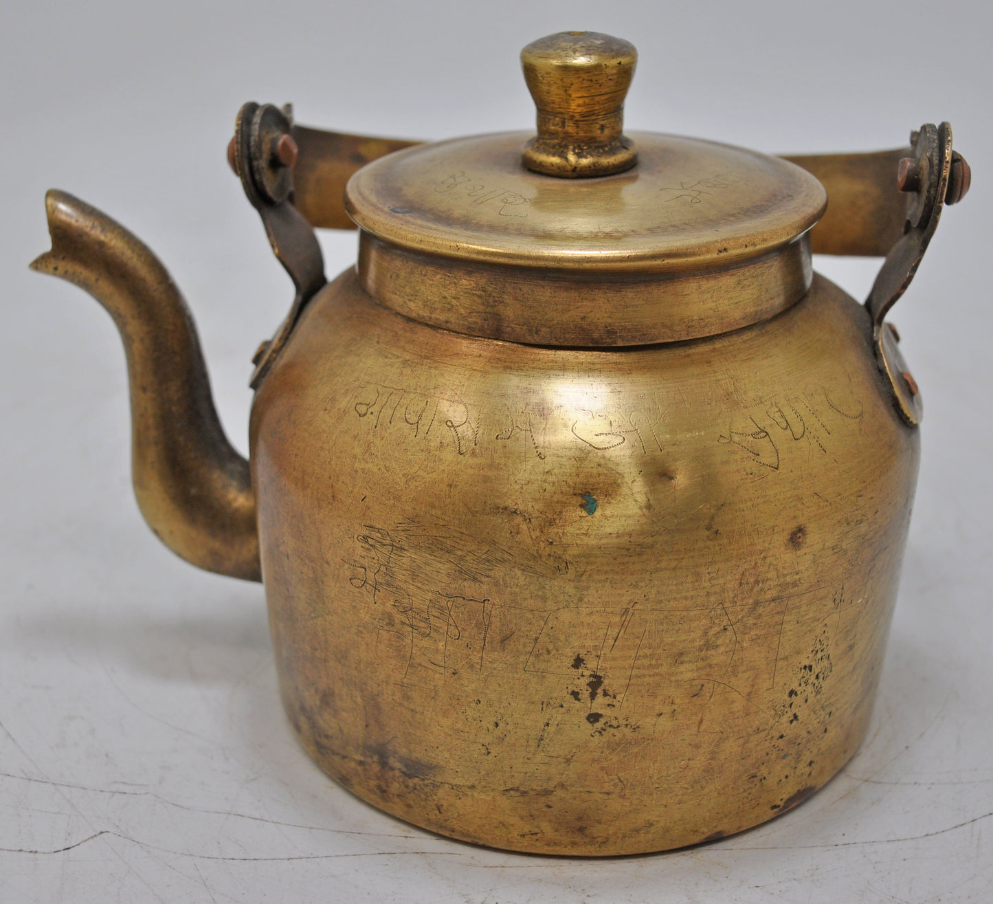 Vintage Brass Tea Kettle Pot Original Old Hand Crafted