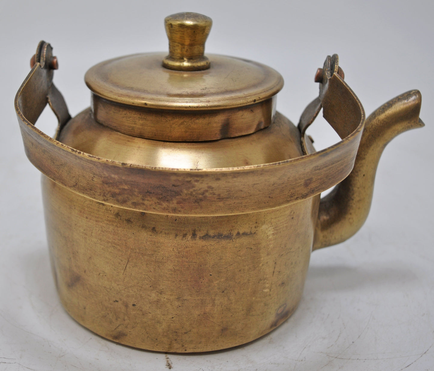 Vintage Brass Tea Kettle Pot Original Old Hand Crafted