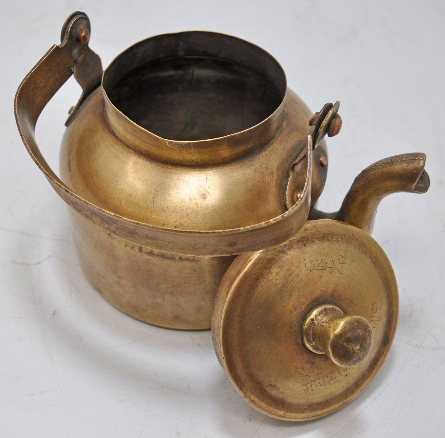 Vintage Brass Tea Kettle Pot Original Old Hand Crafted