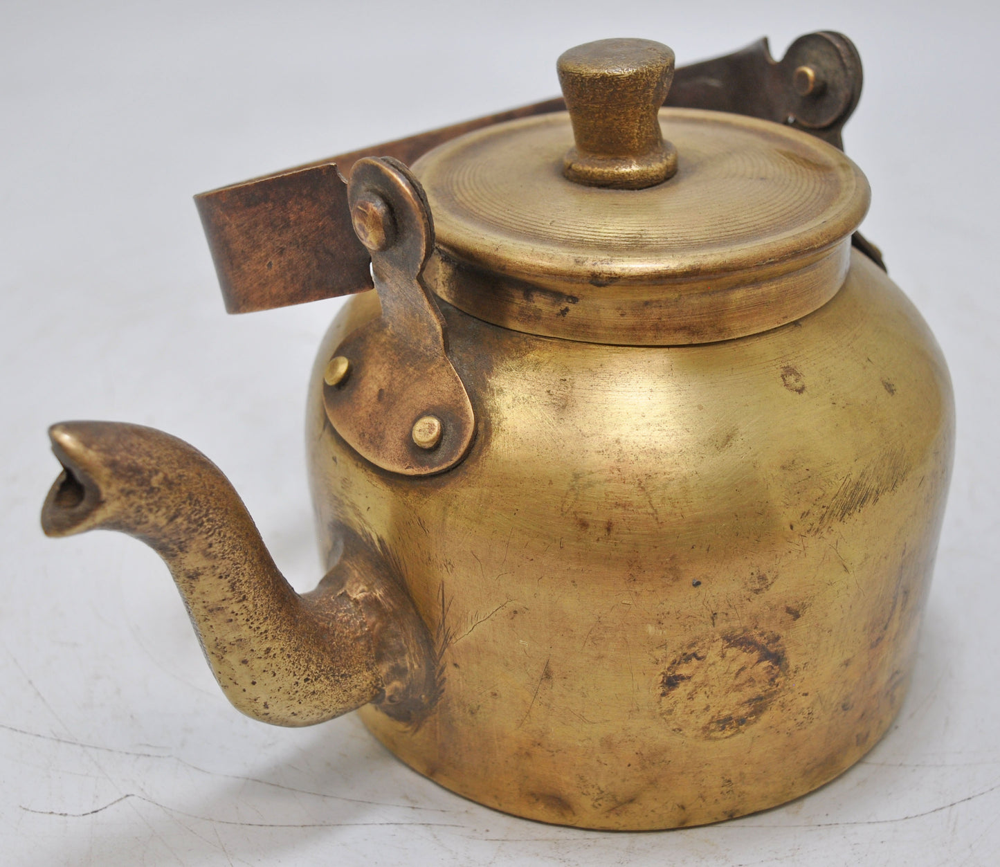 Vintage Brass Tea Kettle Pot Original Old Hand Crafted