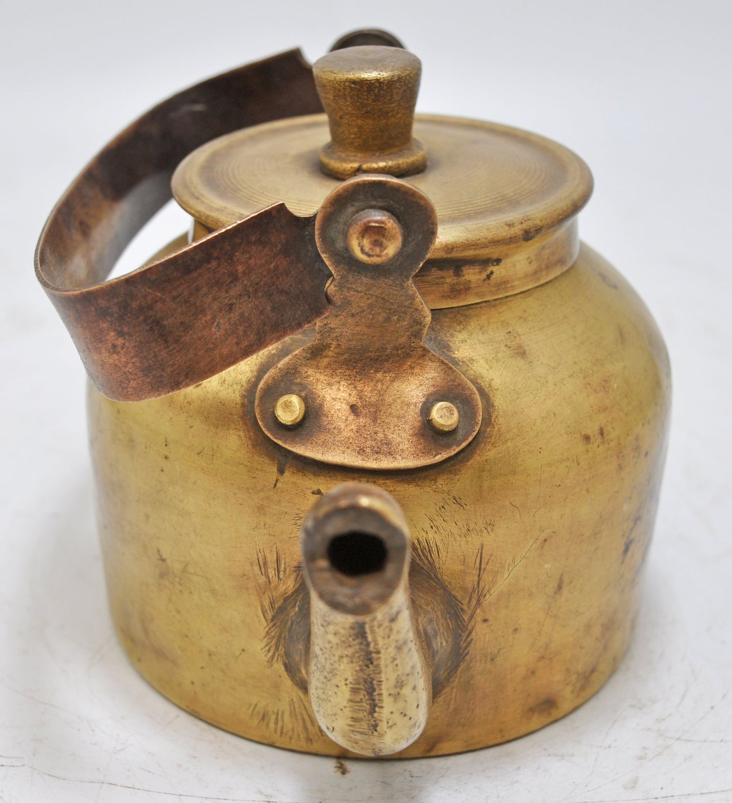 Vintage Brass Tea Kettle Pot Original Old Hand Crafted