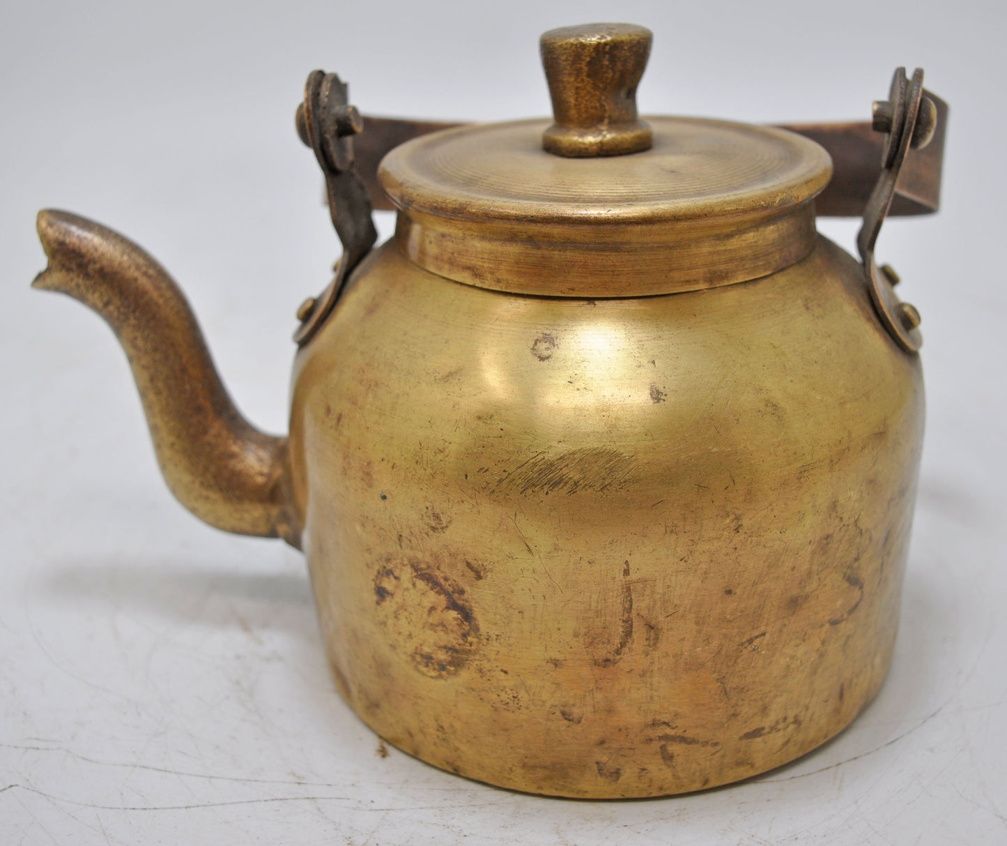 Vintage Brass Tea Kettle Pot Original Old Hand Crafted