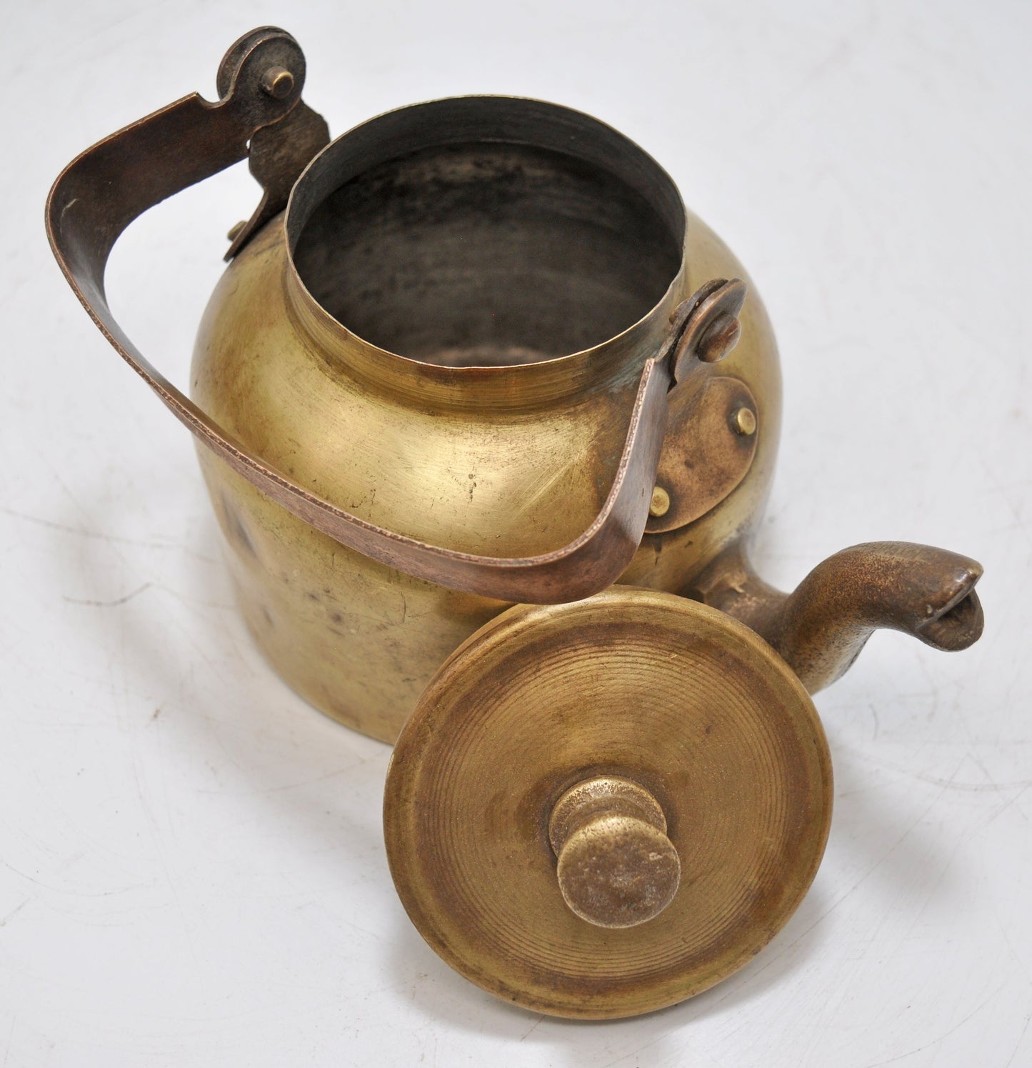 Vintage Brass Tea Kettle Pot Original Old Hand Crafted