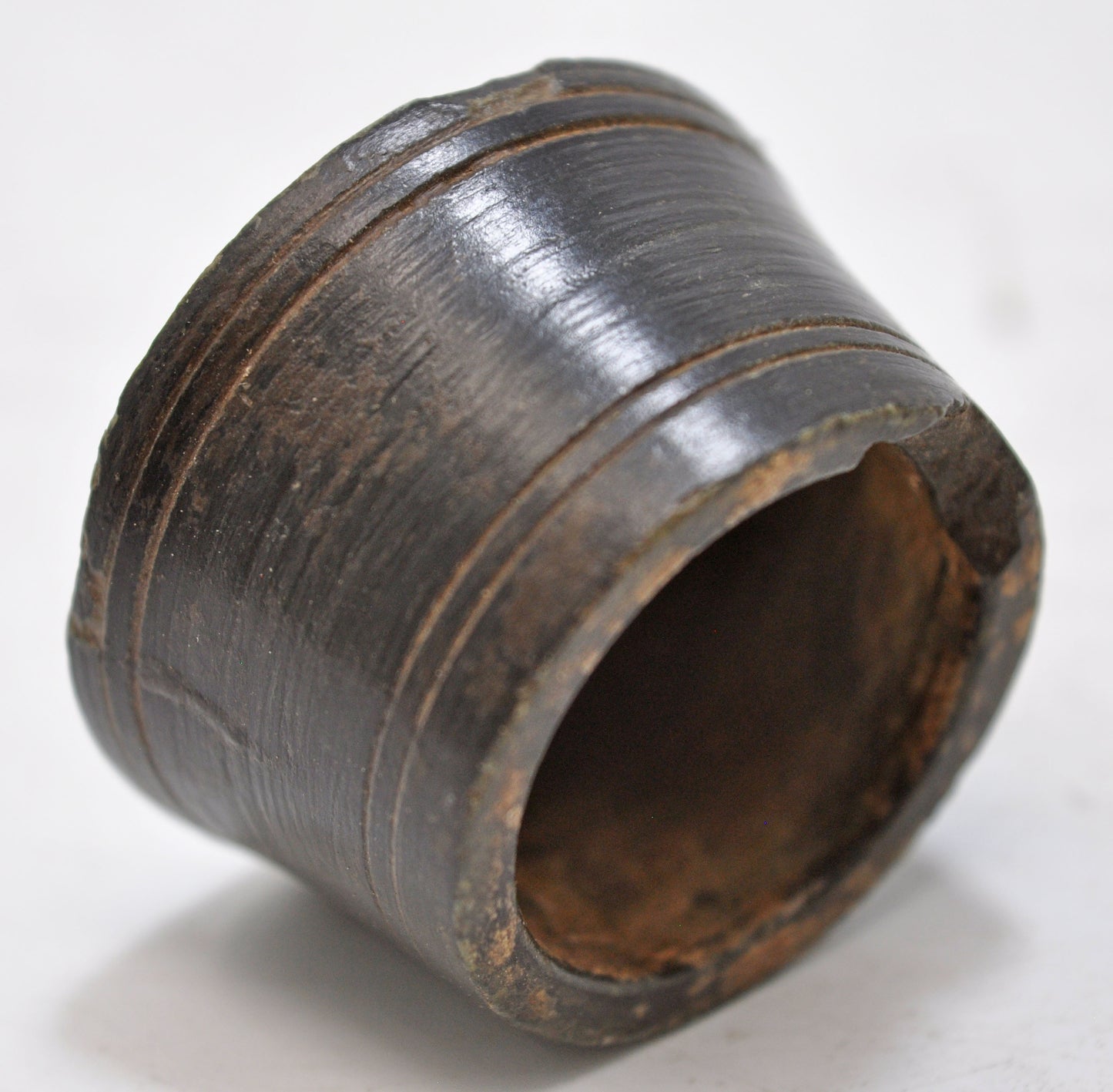 Antique Black Stone Small Round Bowl Original Old Hand Carved