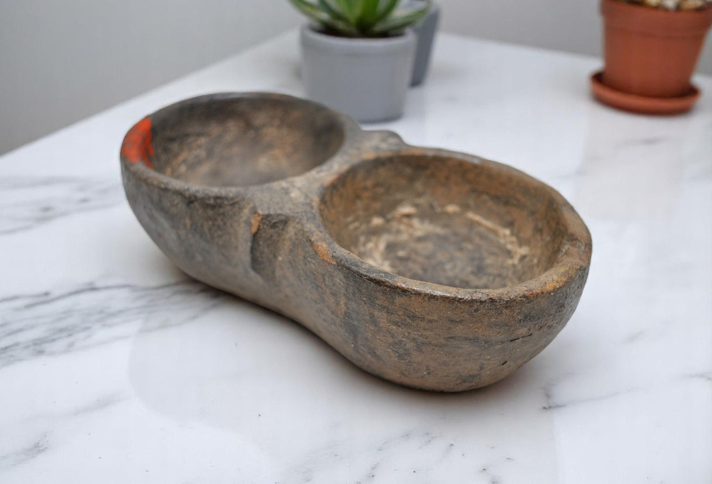 Antique Sand Stone Kitchenware Spice Bowl Original Old Hand Carved