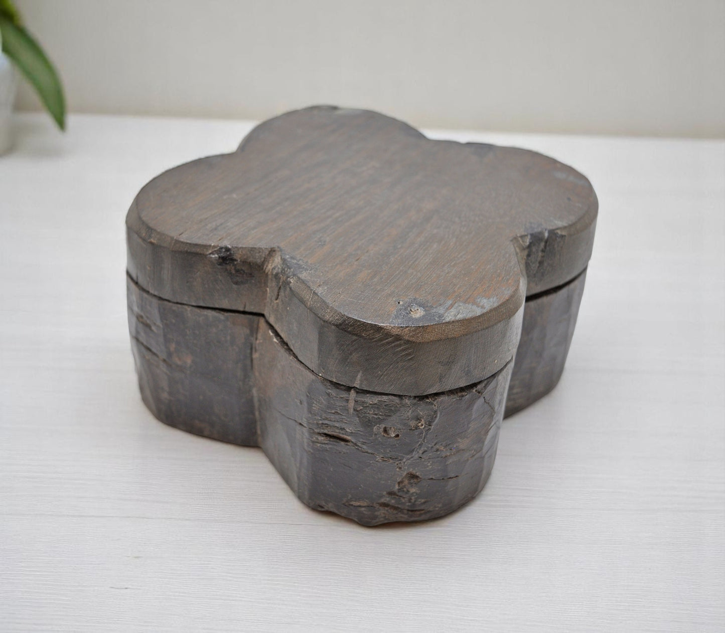 Antique Wooden Kitchenware Spice Box Original Old Hand Carved Large Heavy