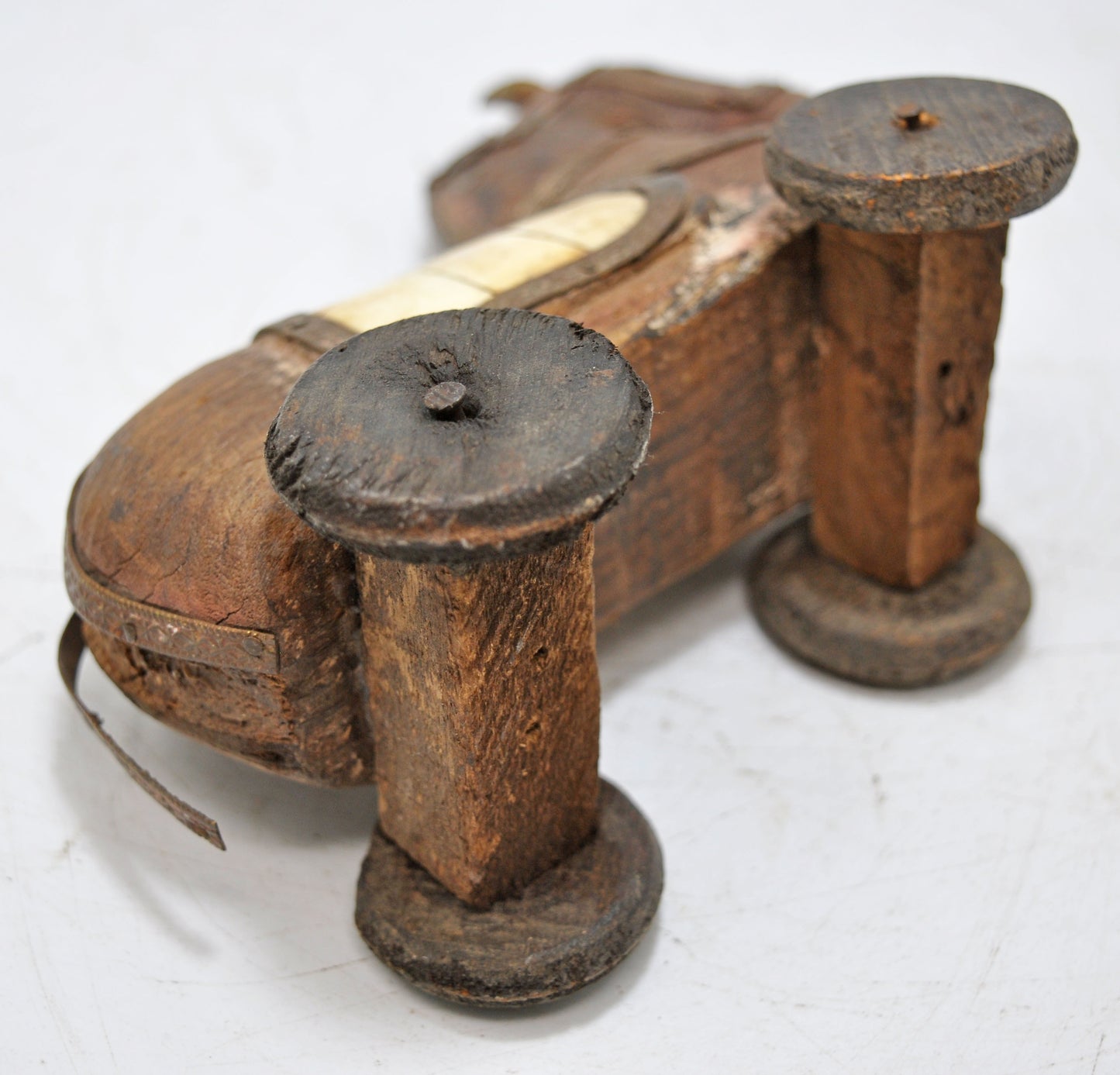 Vintage Wooden Horse on Wheels Figurine Original Old Hand Carved