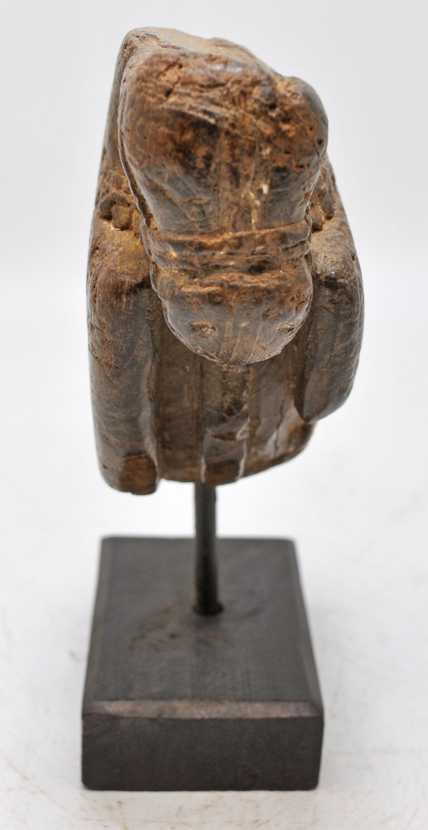 Antique Wooden Horse Head Bust Figurine Original Old Hand Carved