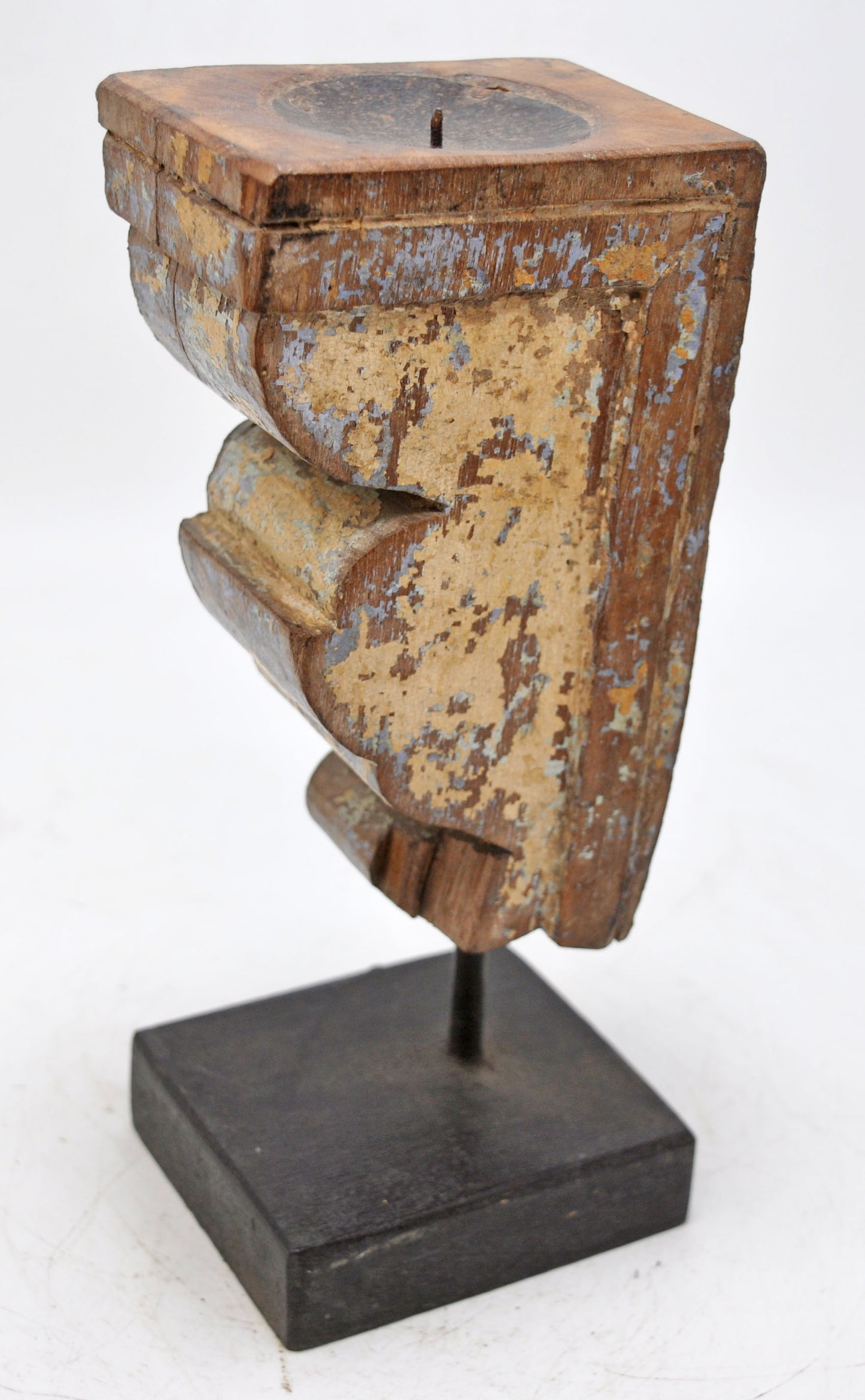 Antique Wooden Architectural Bracket Candle Holder Stand Original Old Hand Carved