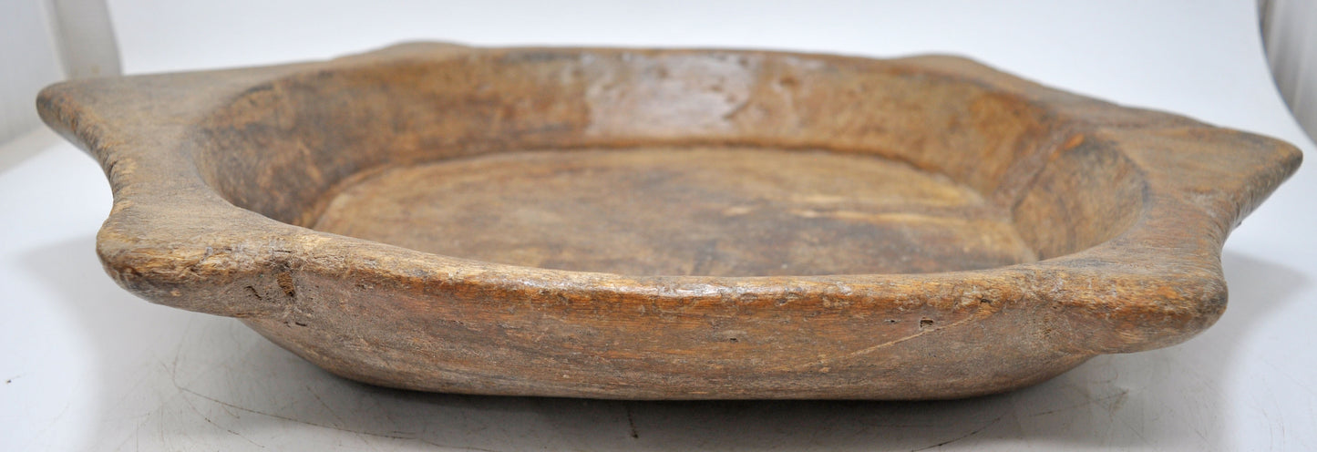 Antique Wooden Dough Kneading Parat Bowl Original Old Hand Carved
