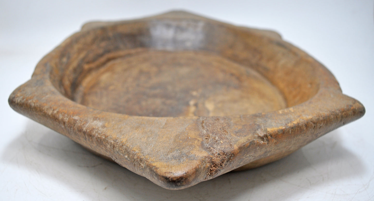 Antique Wooden Dough Kneading Parat Bowl Original Old Hand Carved