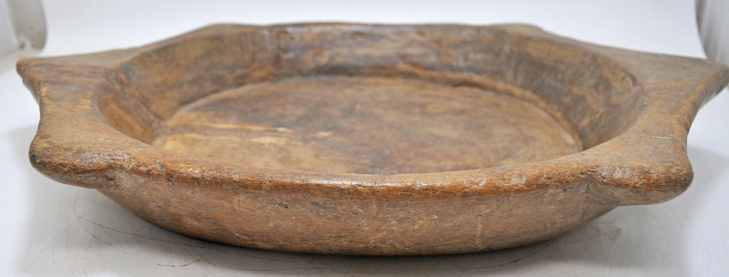 Antique Wooden Dough Kneading Parat Bowl Original Old Hand Carved