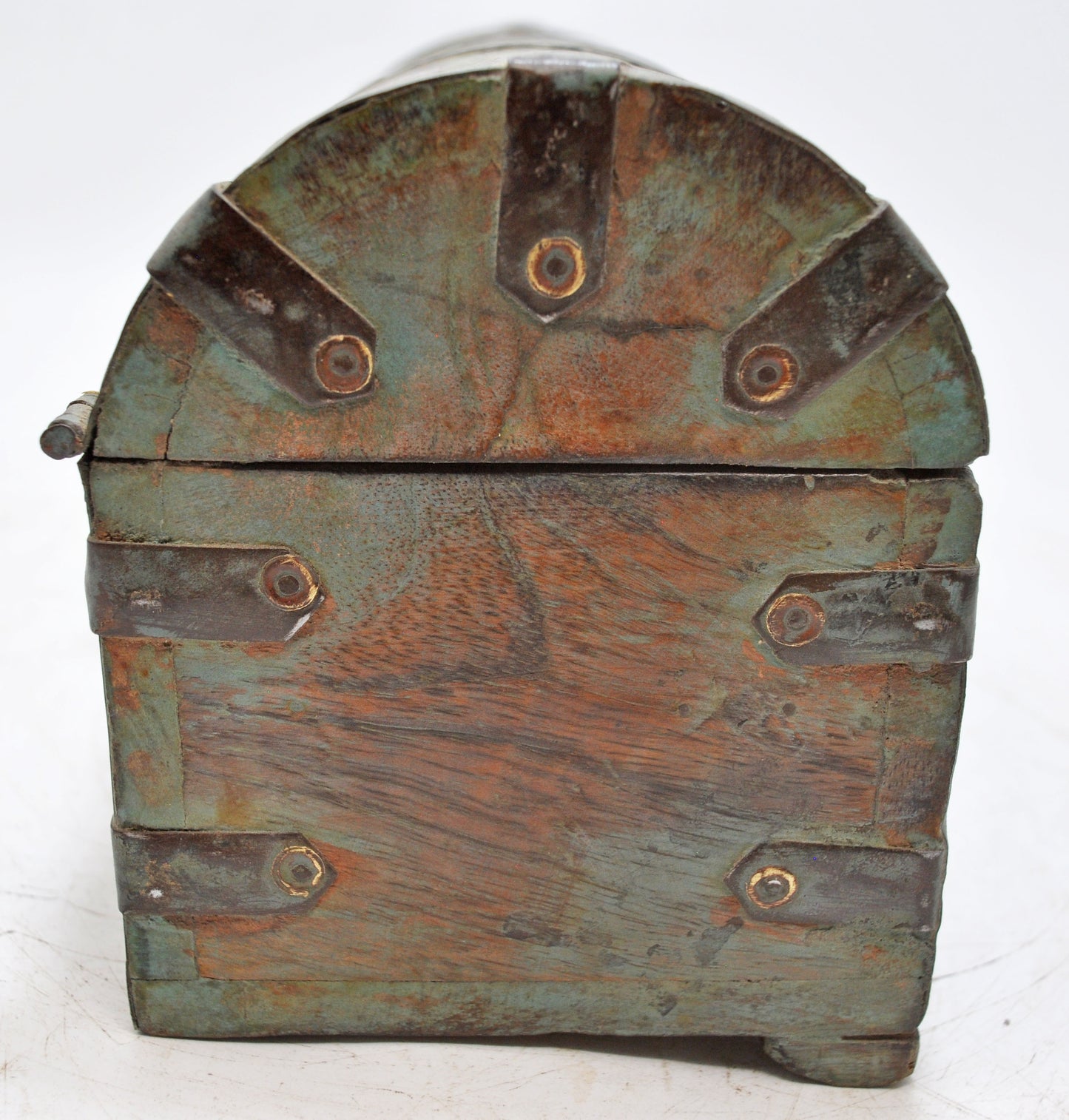 Vintage Wooden Half Round Top Storage Box Original Old Hand Crafted