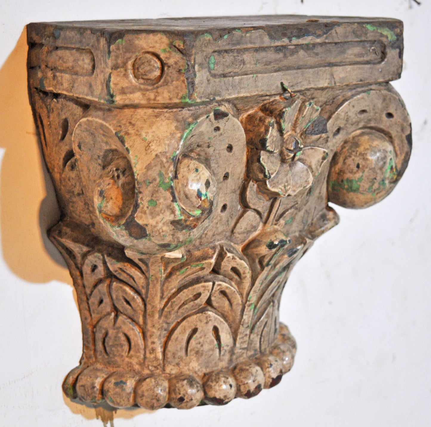 Antique Wooden Wall Décor Heavy Base Wall Shelf Original Old Very Fine Hand Carved