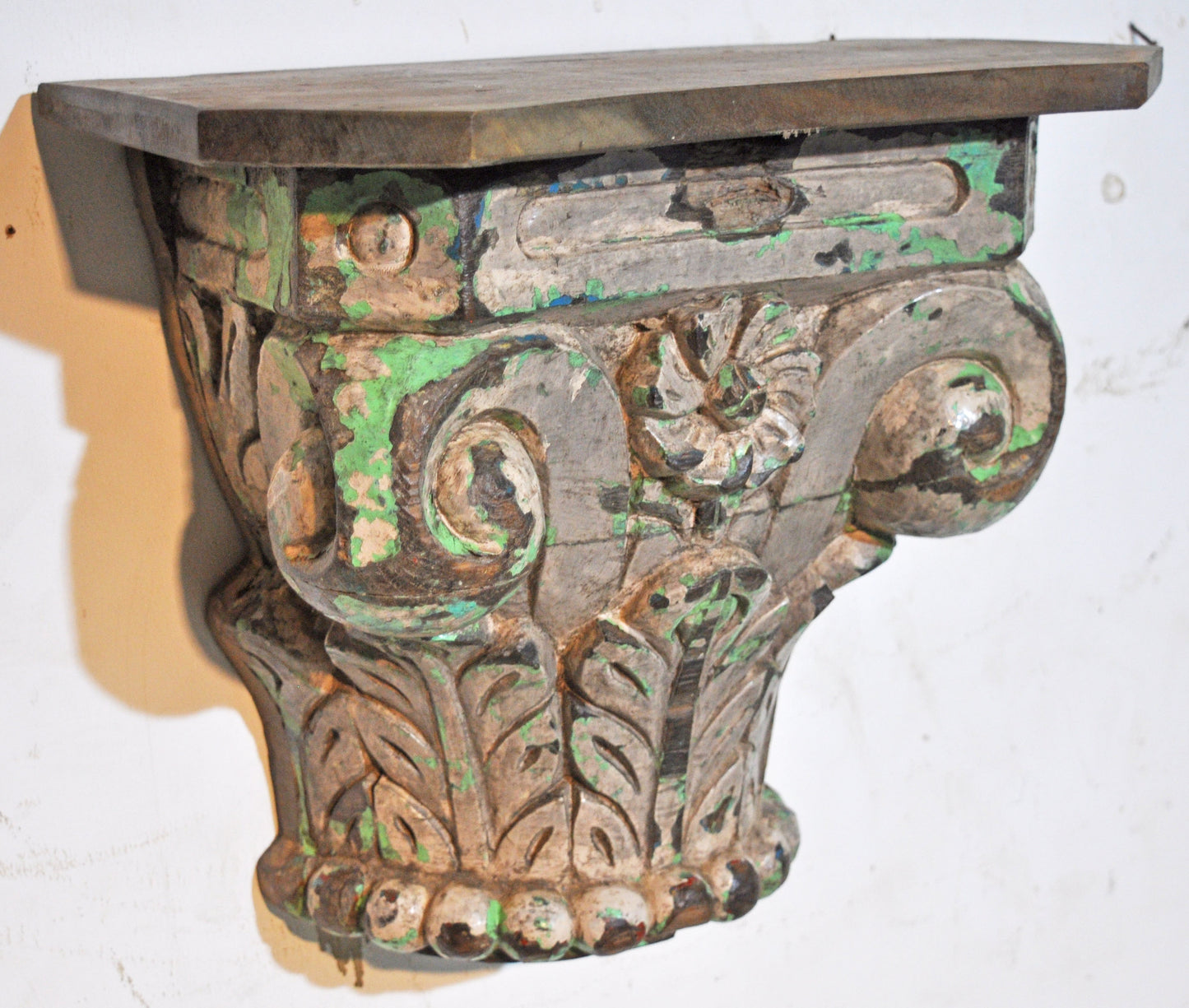 Antique Wooden Wall Décor Heavy Base Wall Shelf Original Old Very Fine Hand Carved