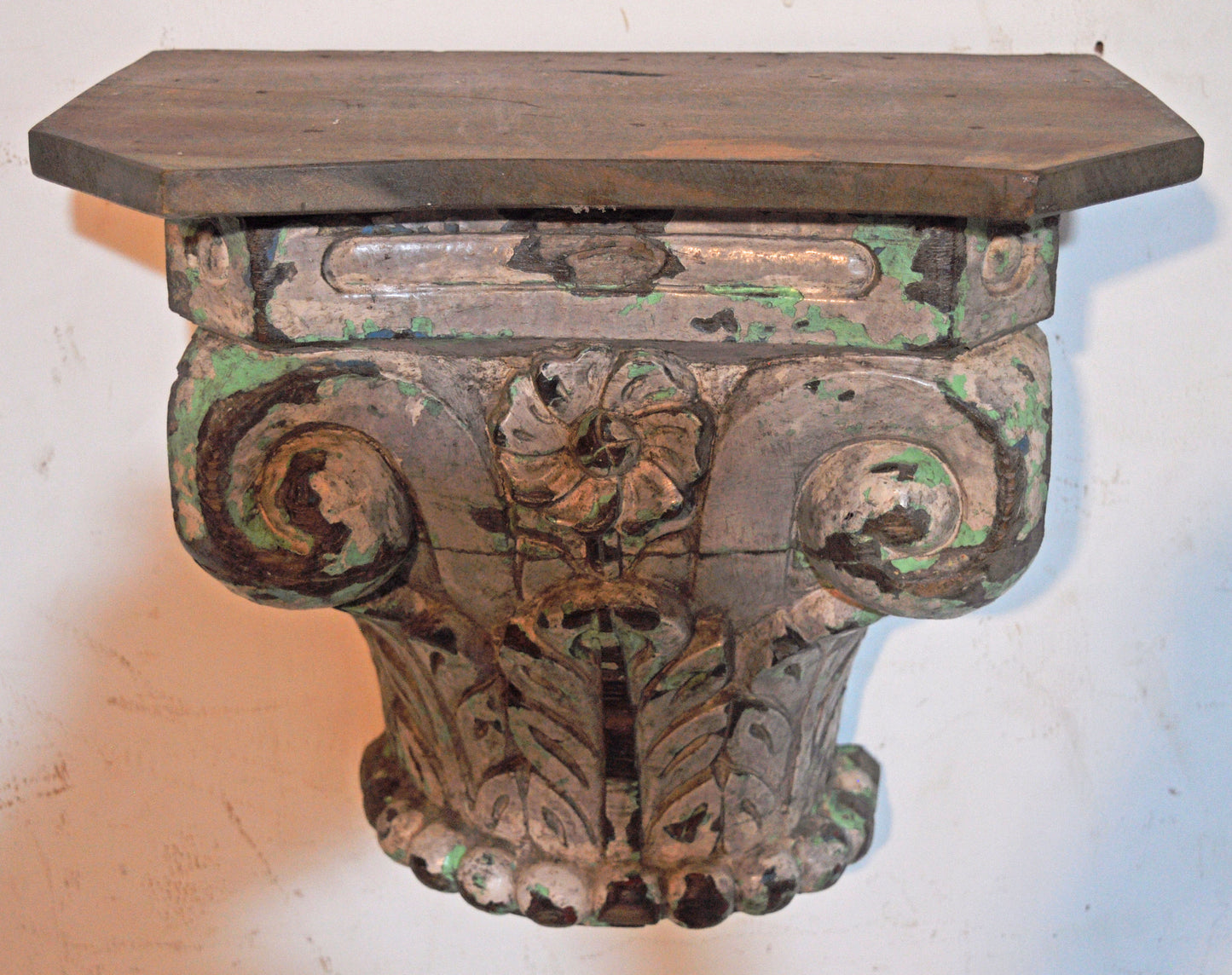 Antique Wooden Wall Décor Heavy Base Wall Shelf Original Old Very Fine Hand Carved
