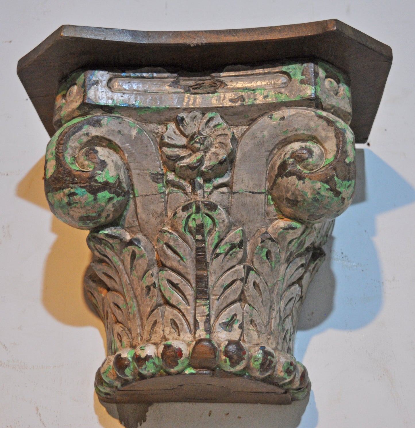 Antique Wooden Wall Décor Heavy Base Wall Shelf Original Old Very Fine Hand Carved