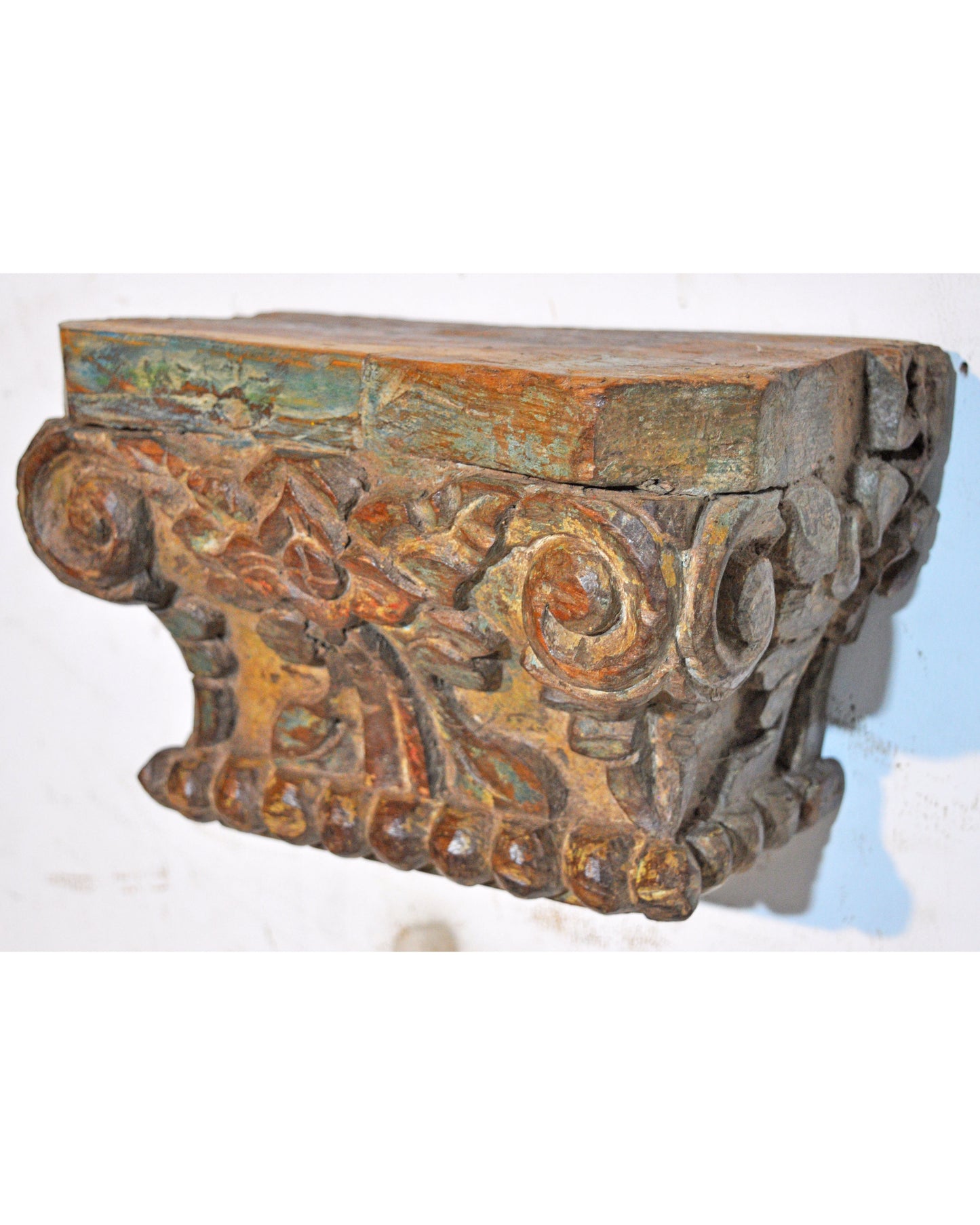 Antique Wooden Wall Décor Heavy Base Wall Shelf Original Old Very Fine Hand Carved
