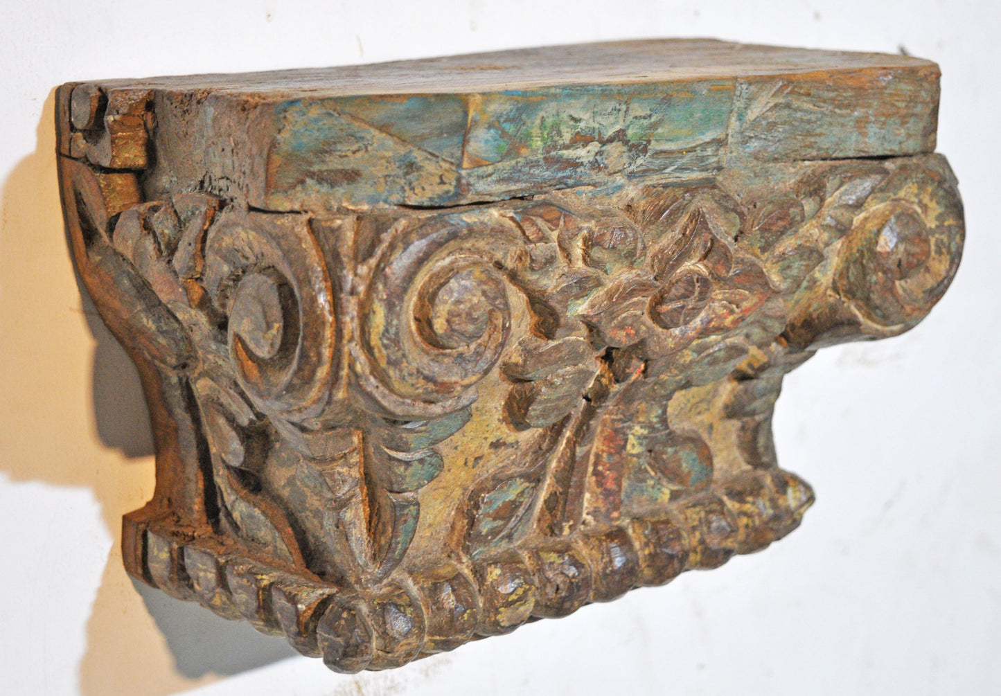 Antique Wooden Wall Décor Heavy Base Wall Shelf Original Old Very Fine Hand Carved