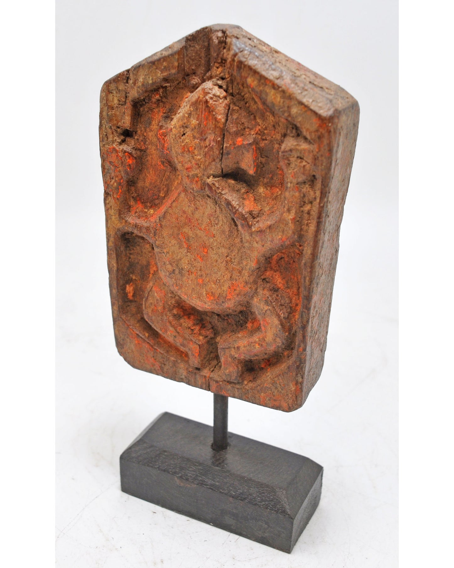 Antique Wooden God Ganesha Carving Idol Plaque Panel Original Old Fine Hand Carved