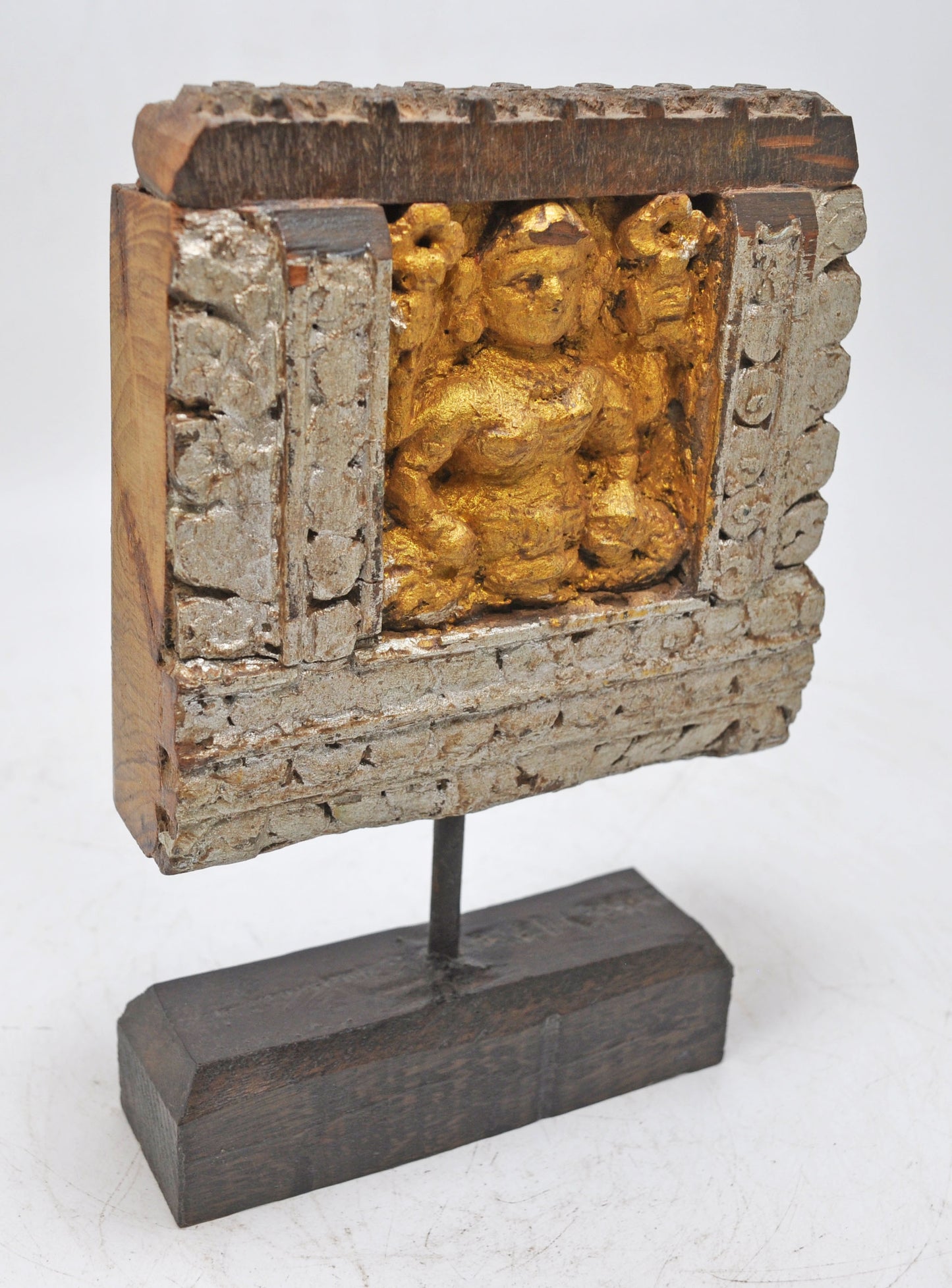 Antique Wooden God Ganesha Carving Idol Plaque Panel Original Old Fine Hand Carved