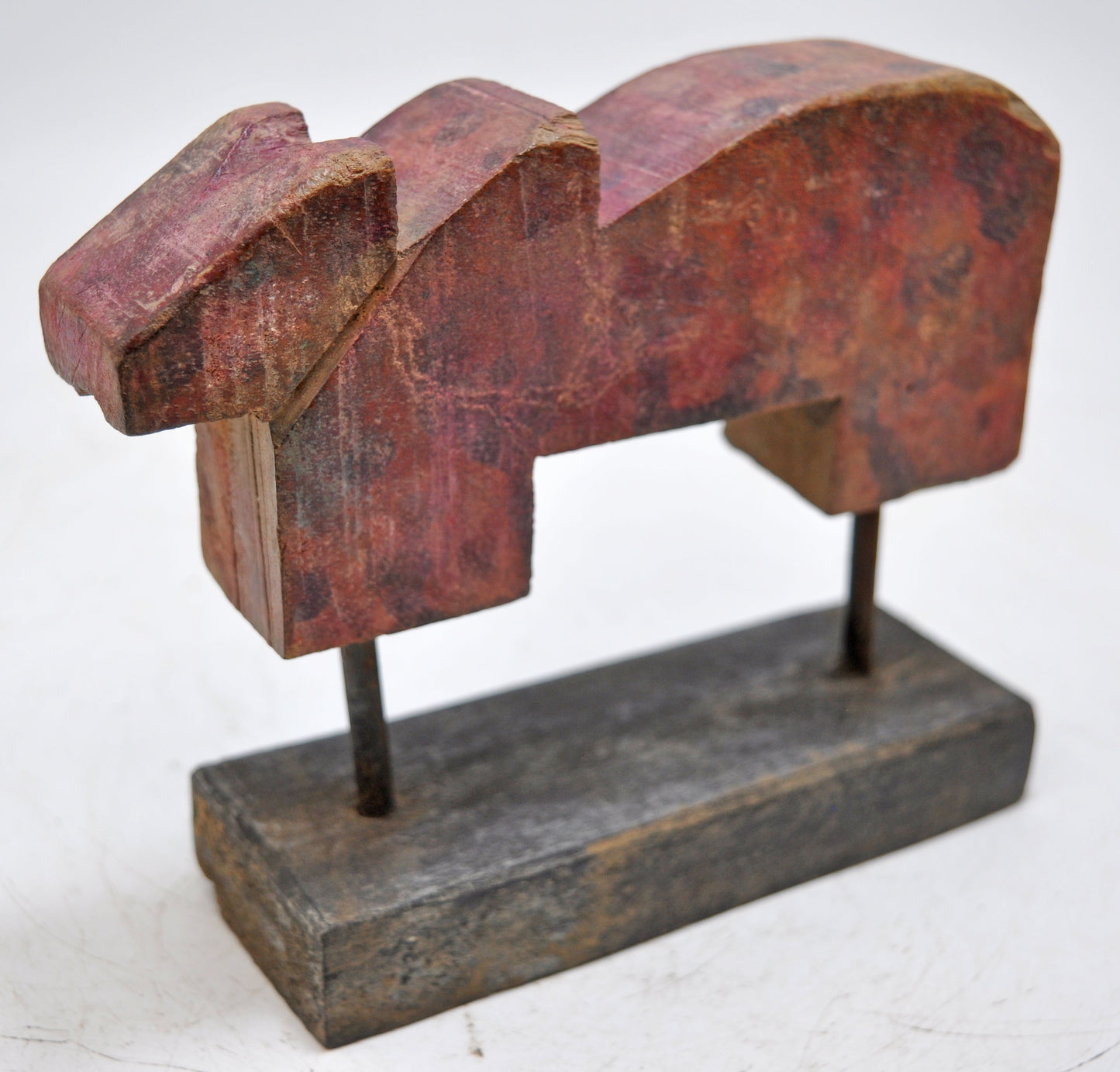 Antique Wooden Holy Cow Nandi Figurine Original Old Hand Carved