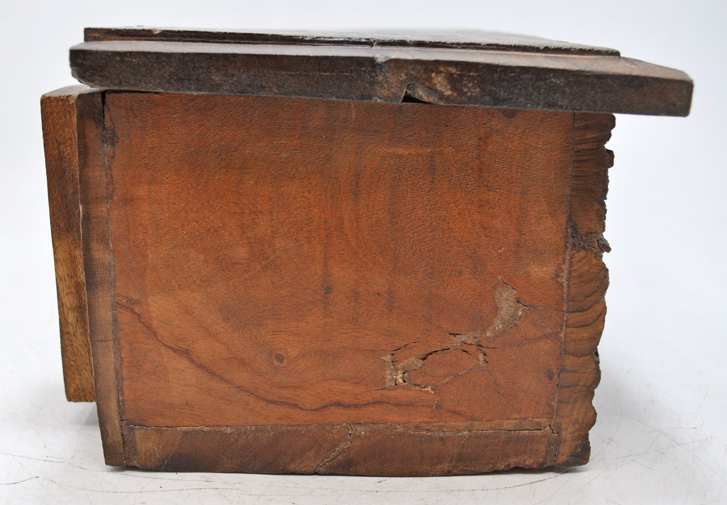 Antique Wooden Carved Storage Box Original Old Hand Crafted