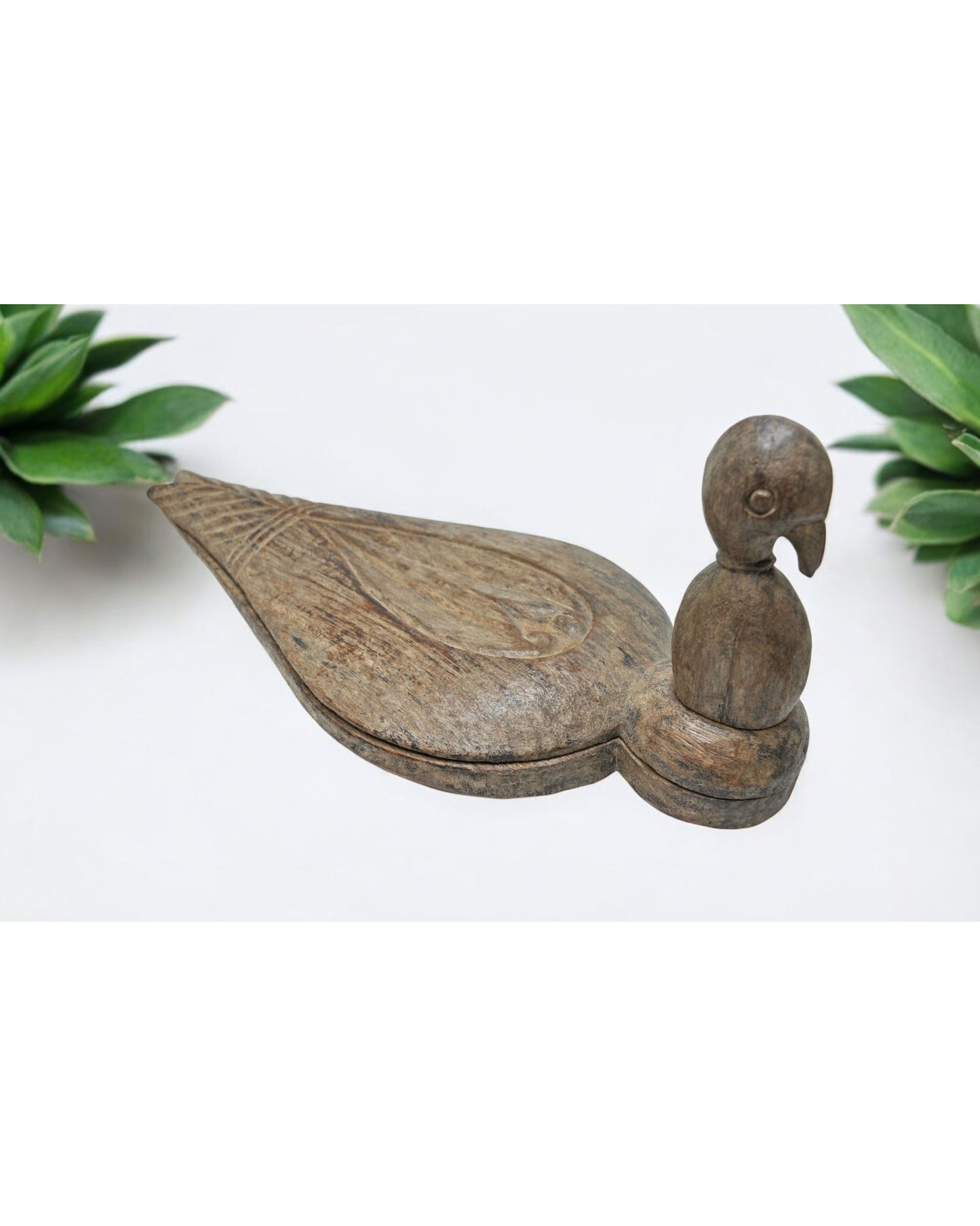 Antique Wooden Bird Design Spice Box Original Old Fine Hand Carved