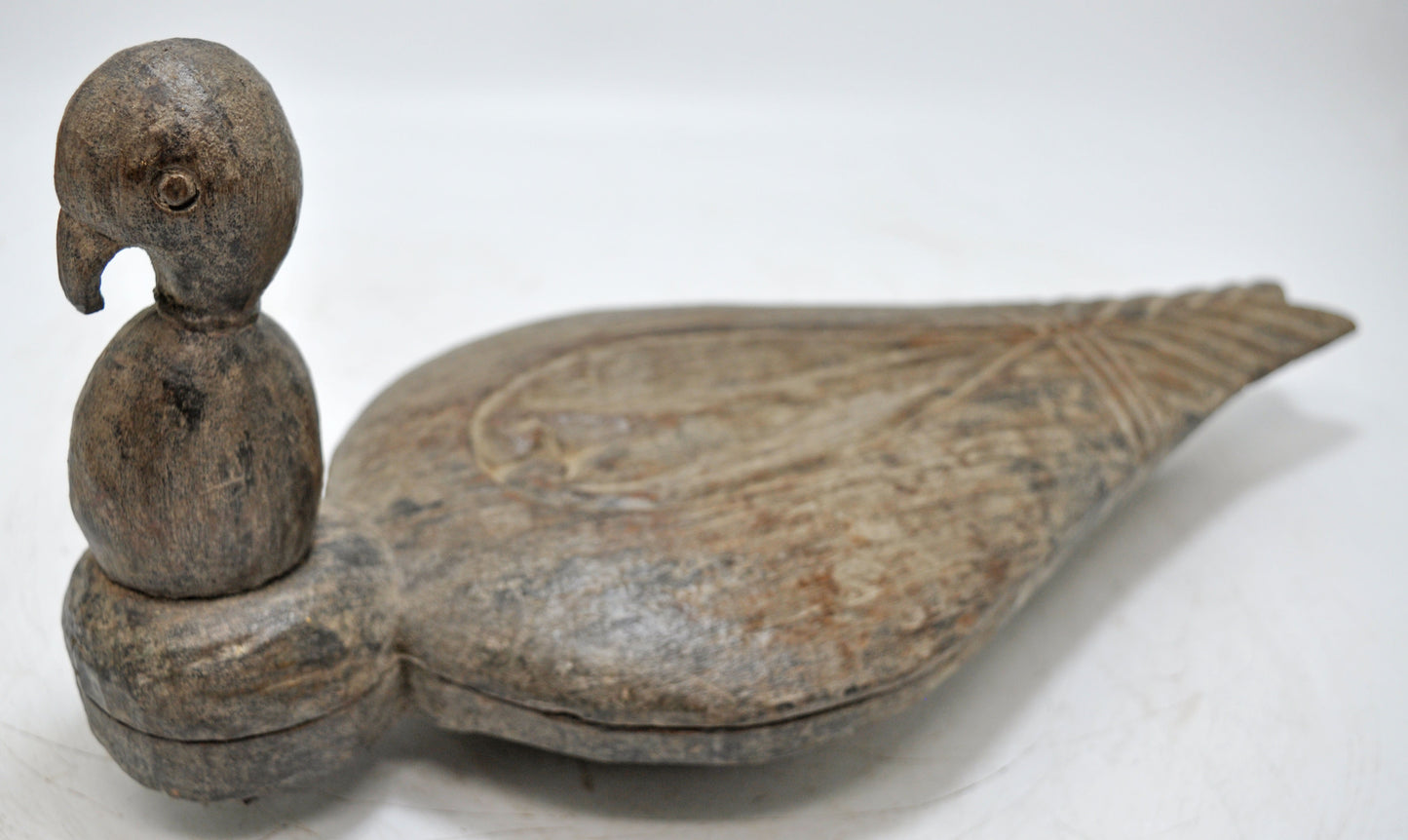 Antique Wooden Bird Design Spice Box Original Old Fine Hand Carved