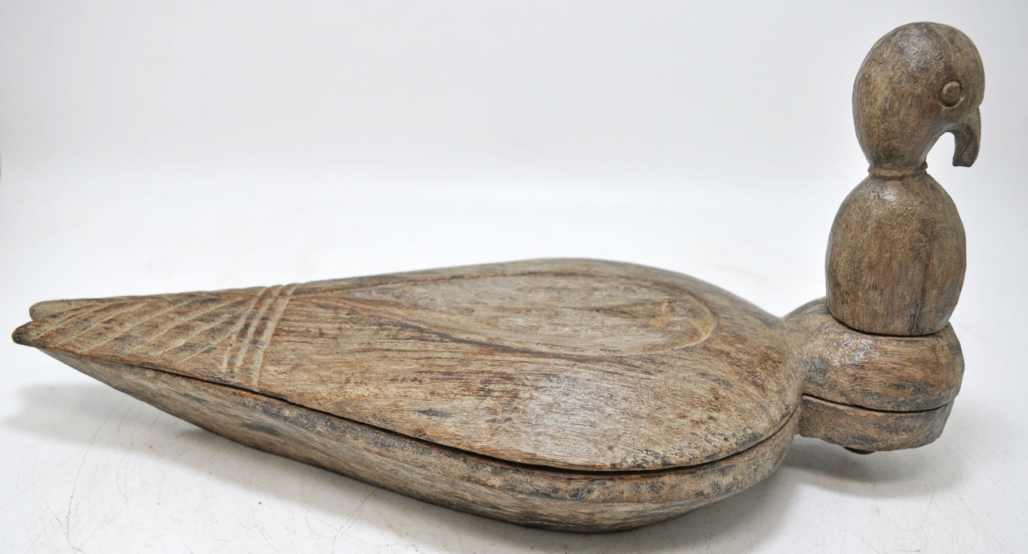 Antique Wooden Bird Design Spice Box Original Old Fine Hand Carved