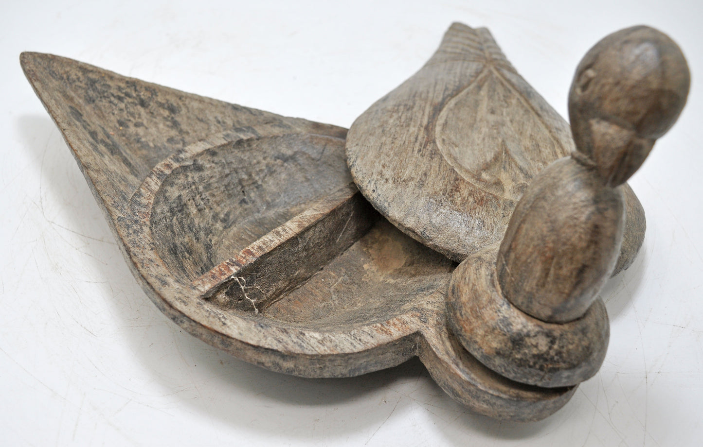 Antique Wooden Bird Design Spice Box Original Old Fine Hand Carved