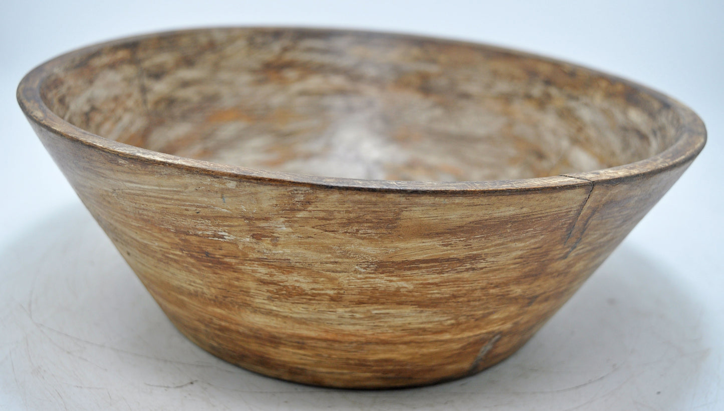 Vintage Wooden Round Kitchenware Parat Bowl Original Old Hand Carved