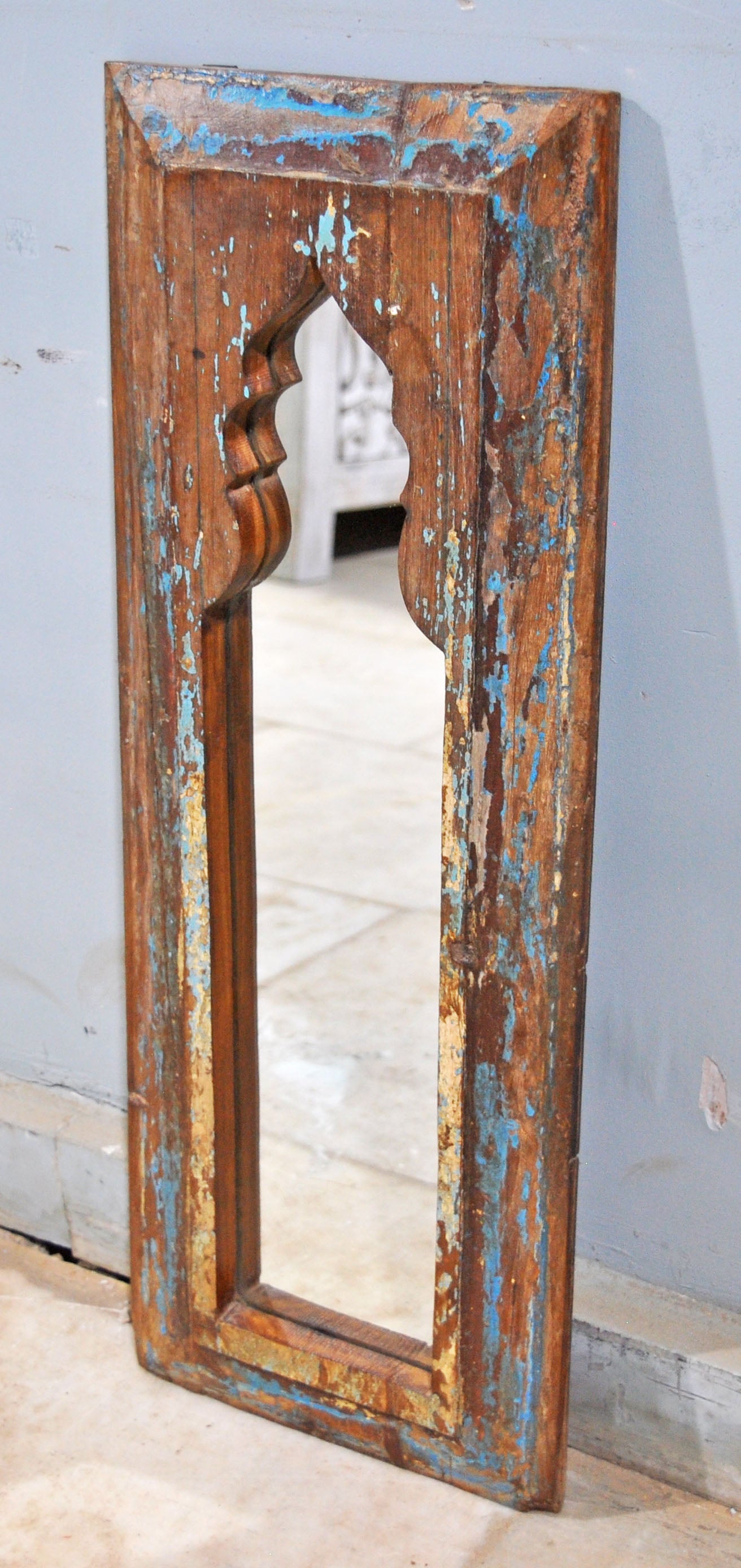 Antique Wooden Wall Décor Mirror Frame Original Old Hand Crafted