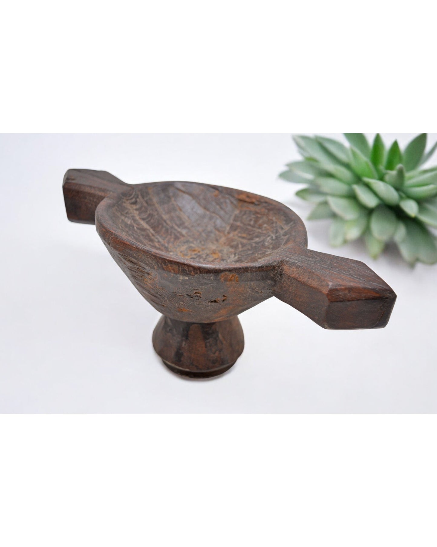 Antique Wooden Oval Opium Kharal Bowl Original Old Hand Carved