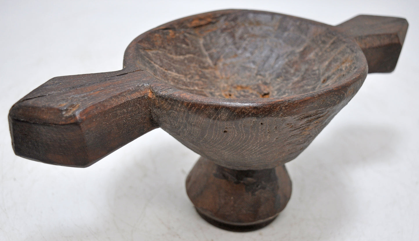 Antique Wooden Oval Opium Kharal Bowl Original Old Hand Carved
