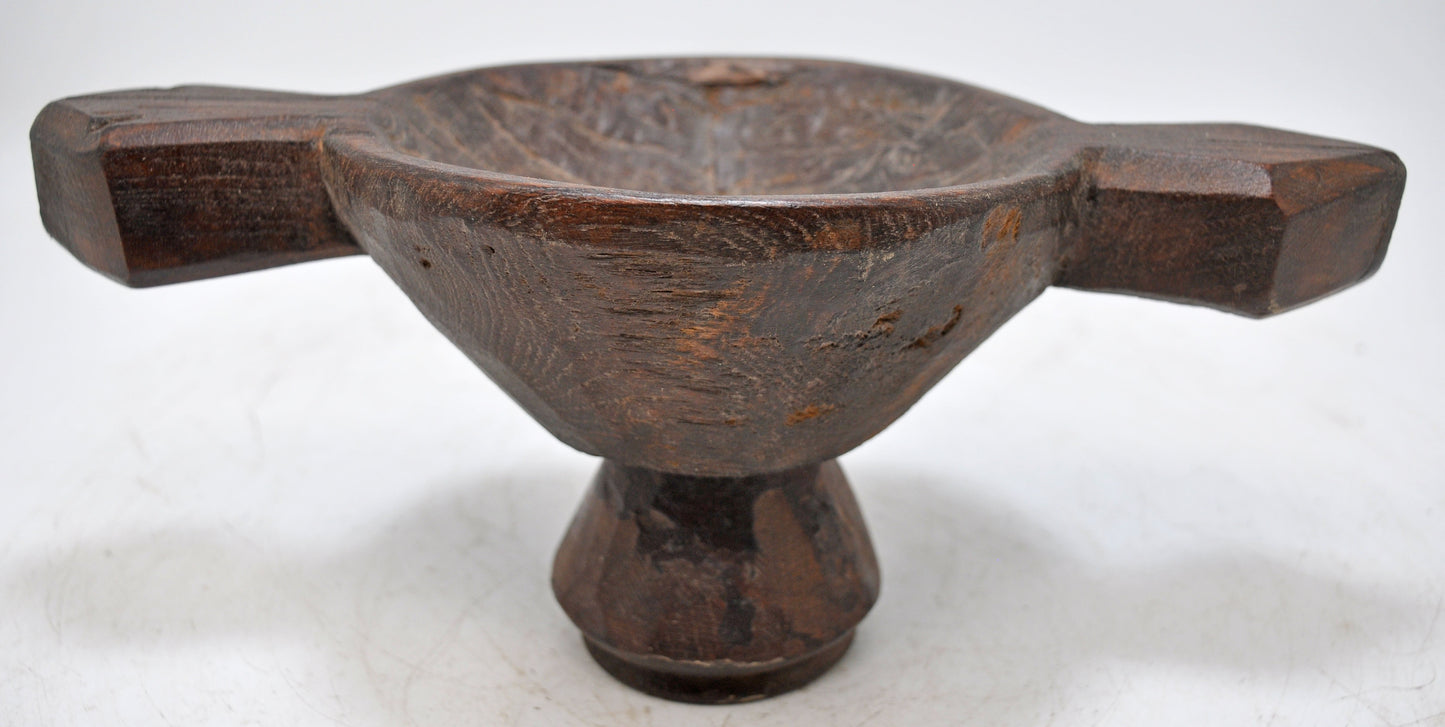Antique Wooden Oval Opium Kharal Bowl Original Old Hand Carved