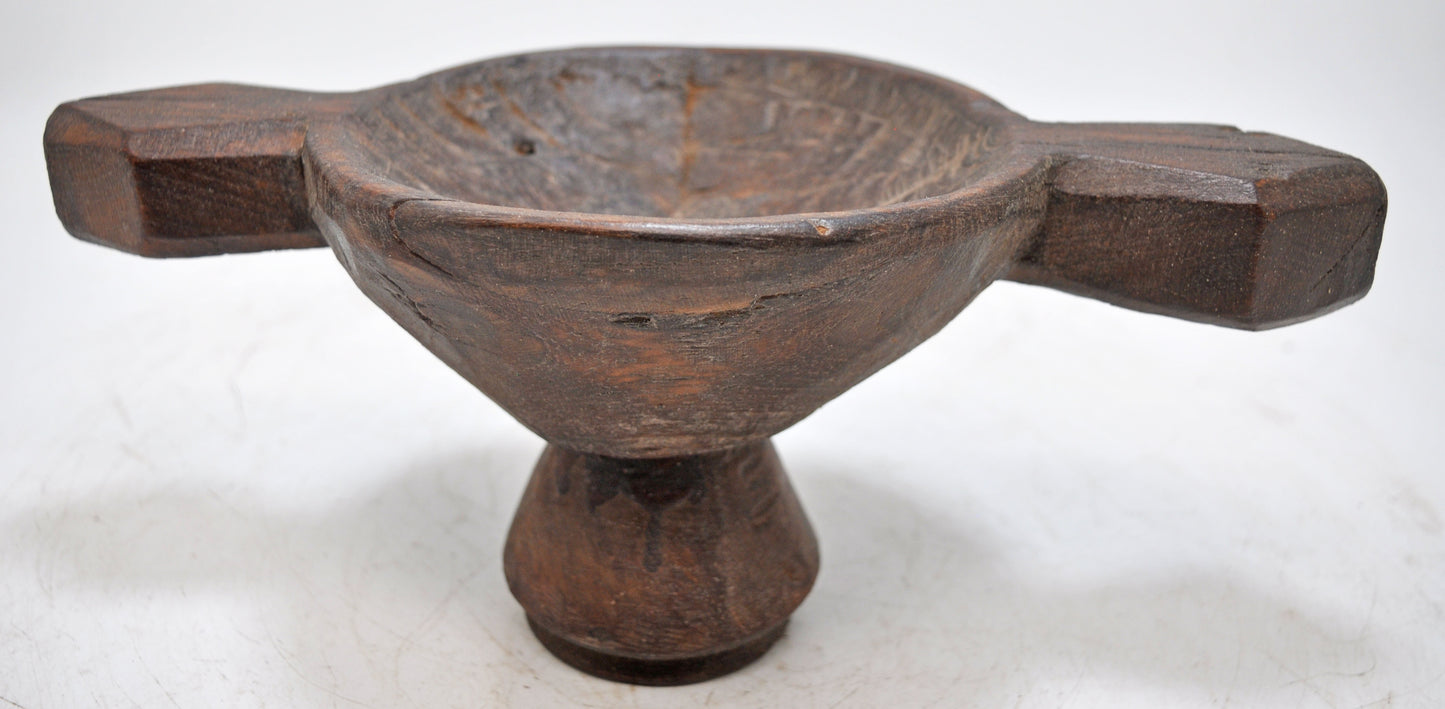 Antique Wooden Oval Opium Kharal Bowl Original Old Hand Carved