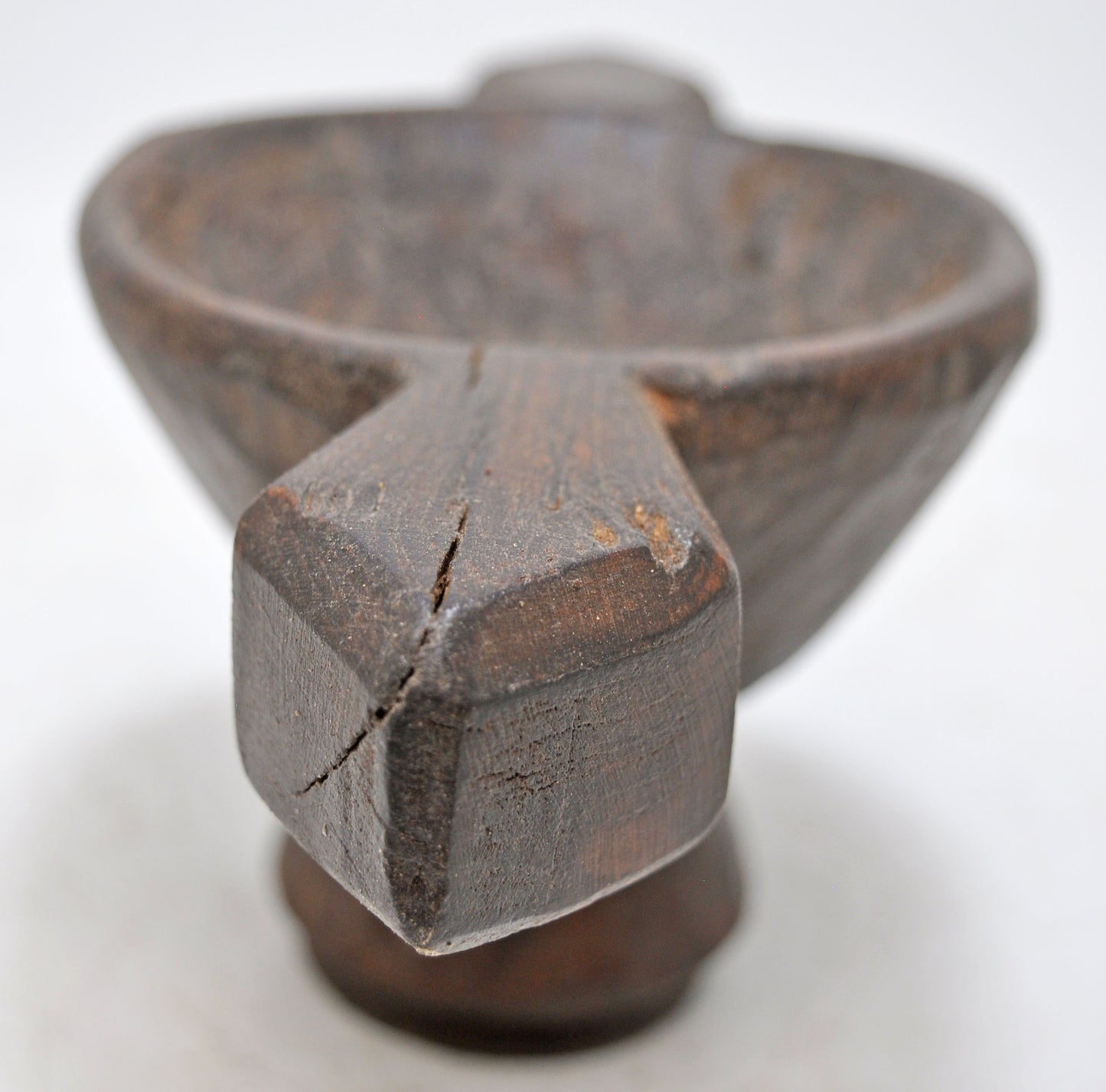 Antique Wooden Oval Opium Kharal Bowl Original Old Hand Carved