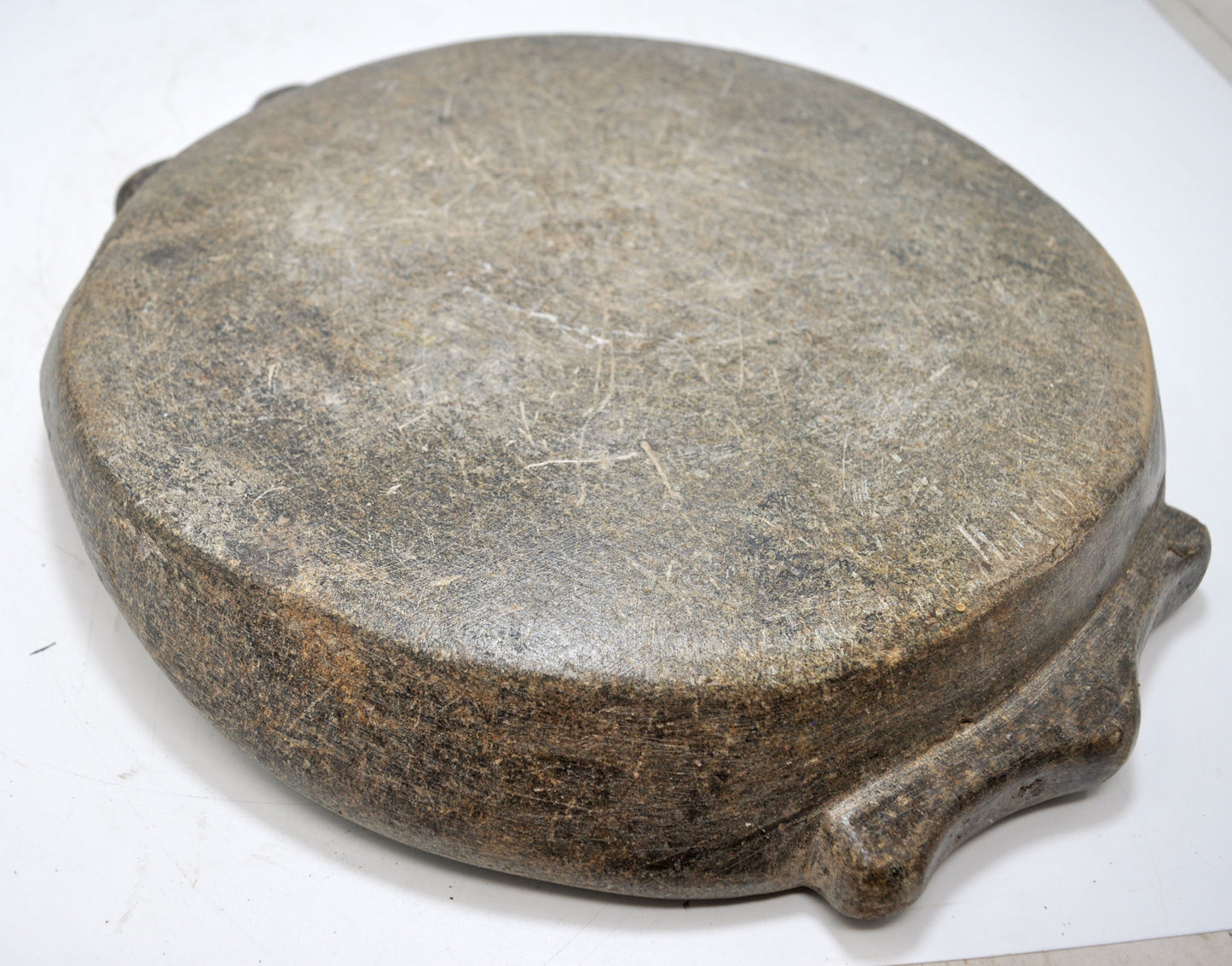 Antique Sand Stone Heavy Parat Bowl With Handle Original Old Fine Hand Carved