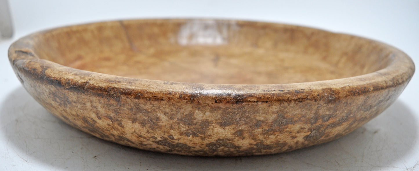 Antique White Marble Large Round Bowl Original Old Hand Carved