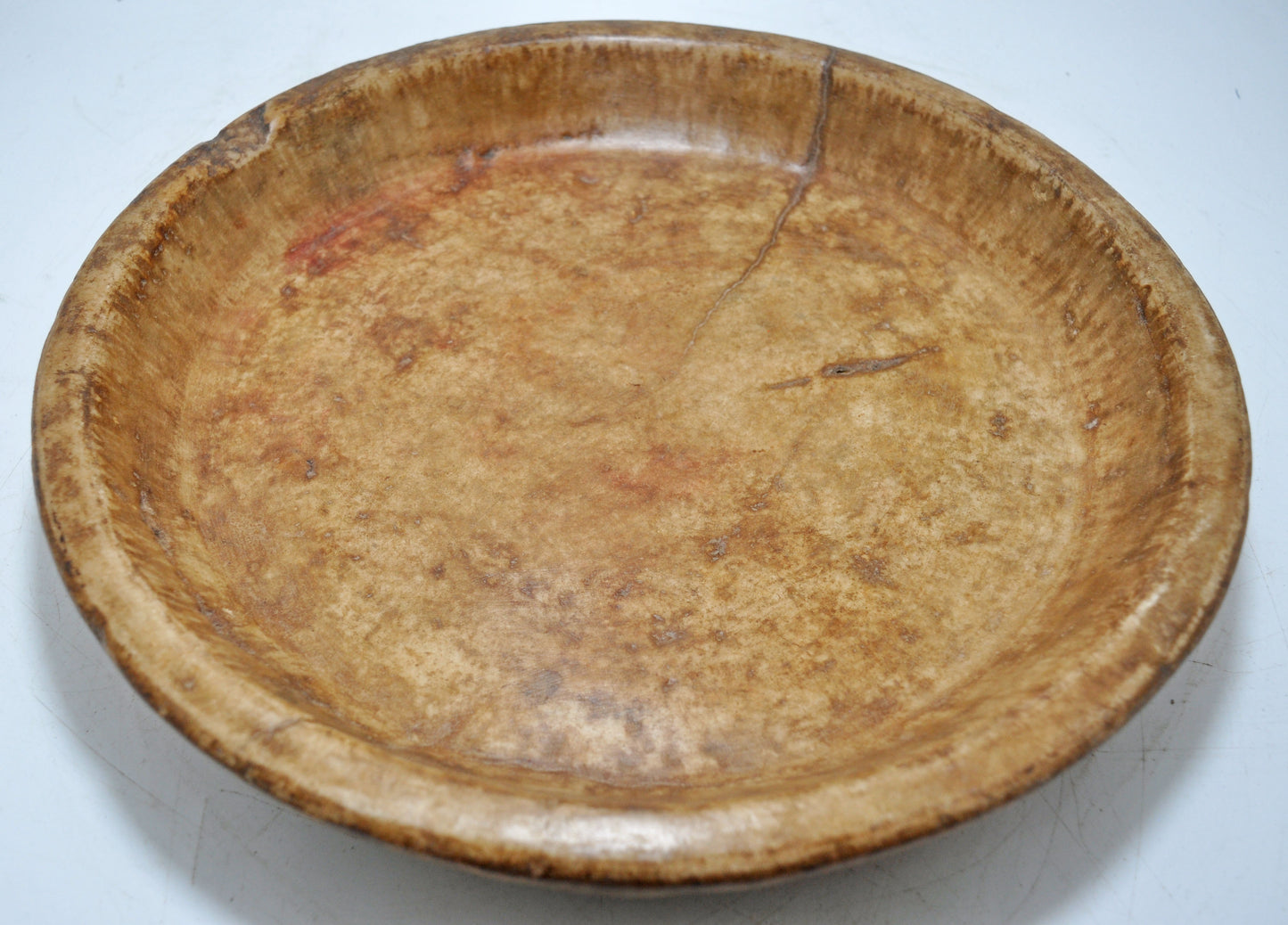 Antique White Marble Large Round Bowl Original Old Hand Carved