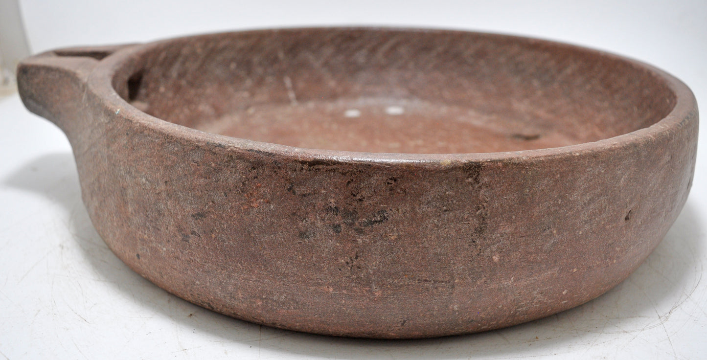 Antique Sand Stone Round Animals' Water Drinking Bowl Original Old Hand Carved
