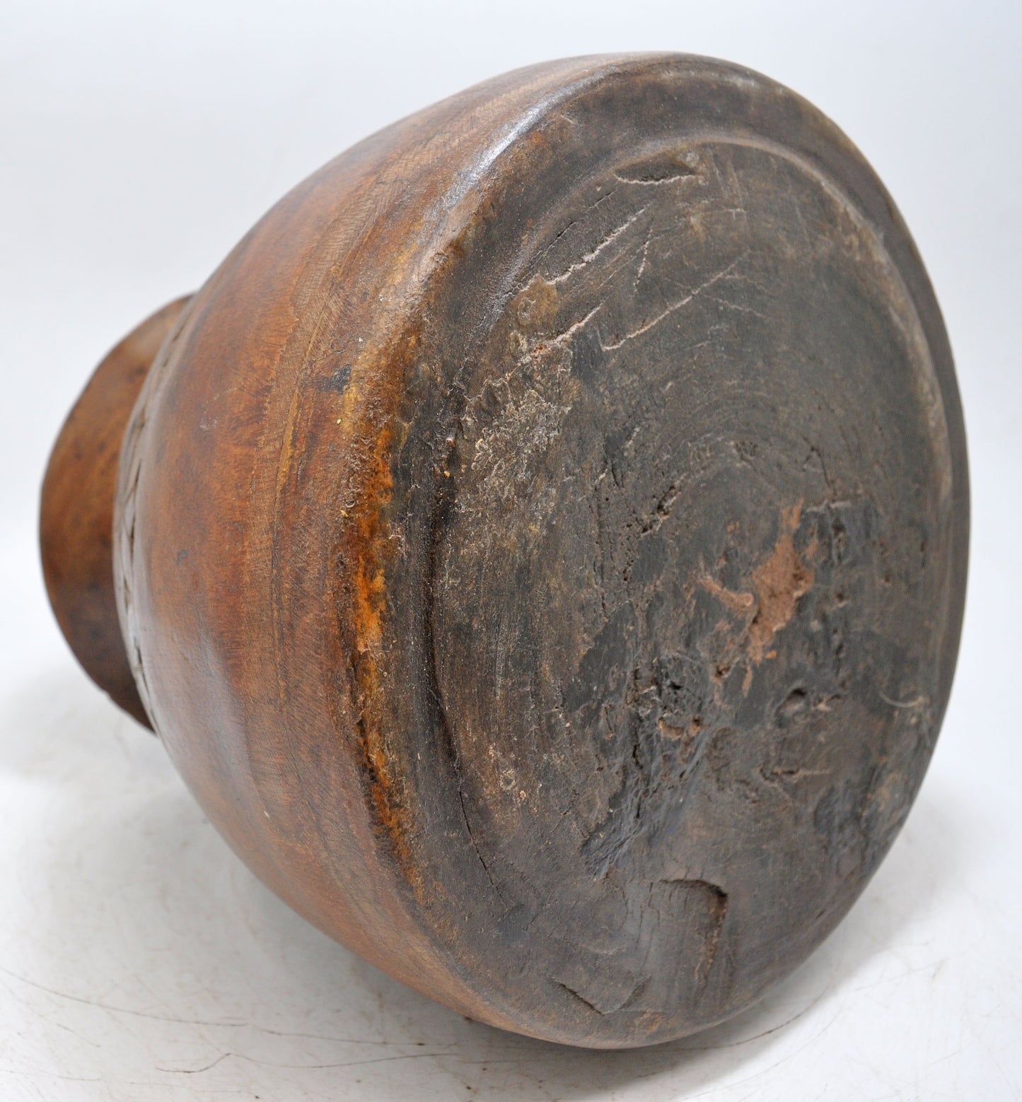 Antique Wooden Himalayan Water Pot Original Old Hand Carved