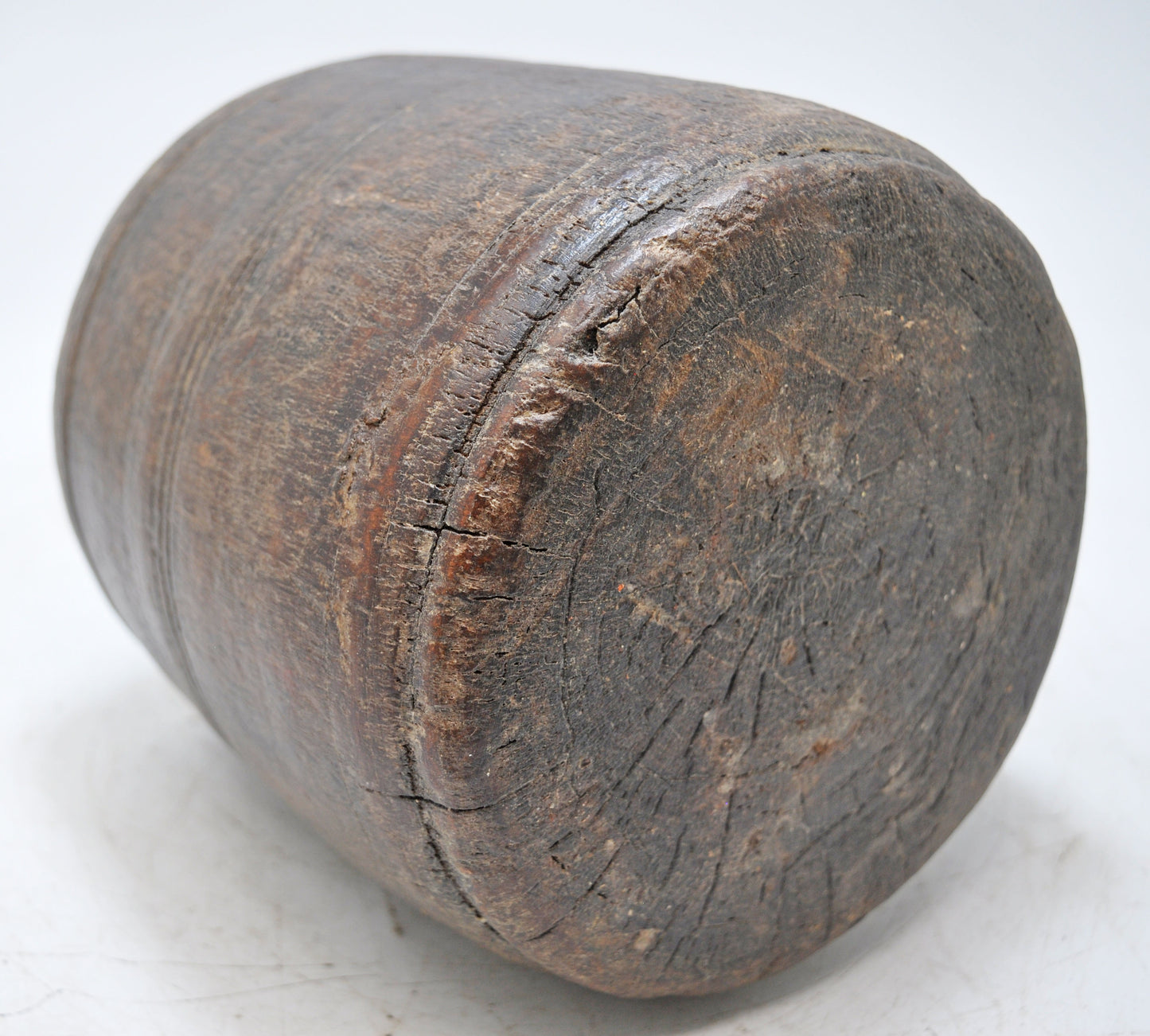 Antique Wooden Grain Measurement Pot Original Old Hand Carved