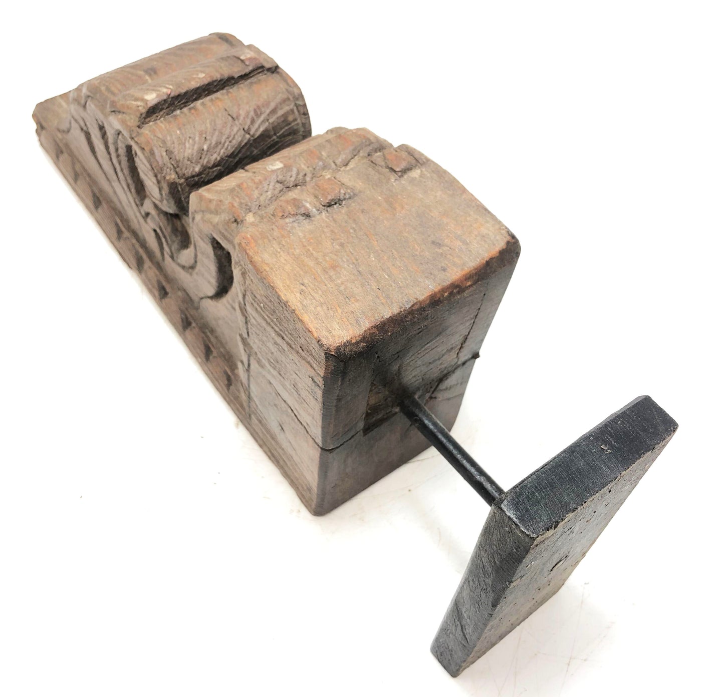 Antique Wooden Architectural Bracket Carving on Stand Original Old Hand Carved