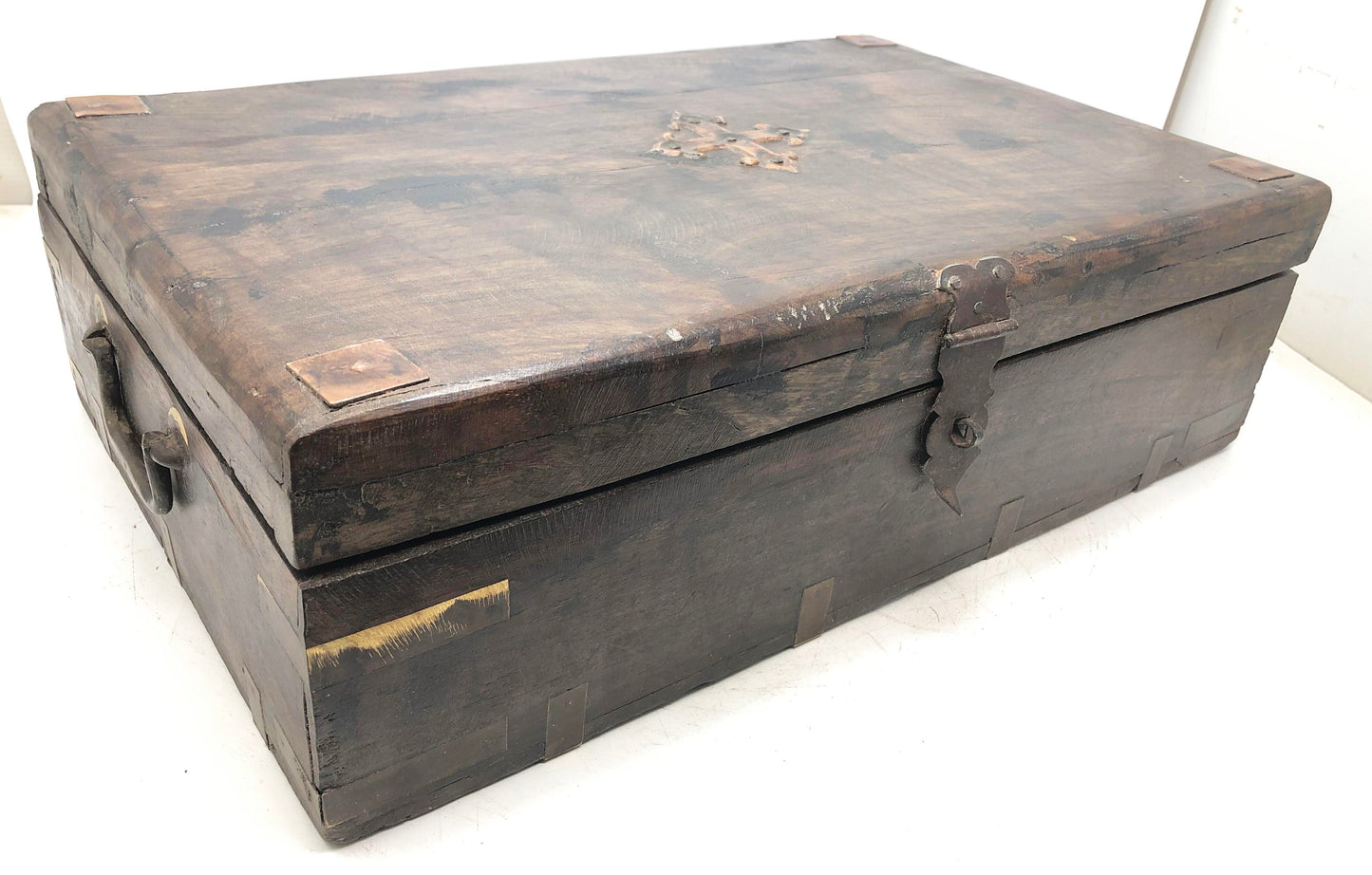 Antique Wooden Merchants' Cash Chest Box Original Old Hand Crafted